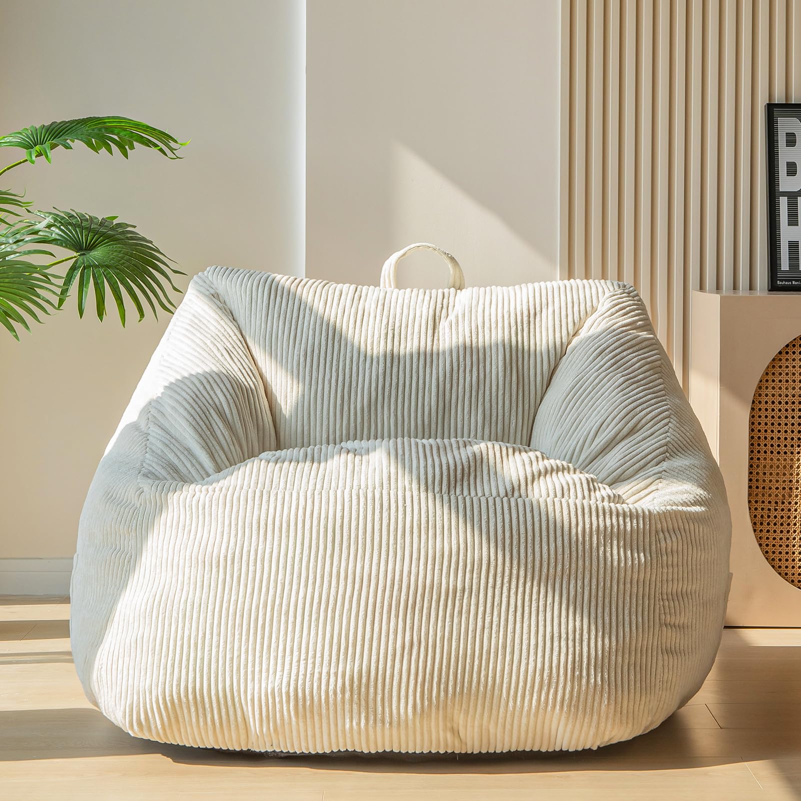 MAXYOYO Bean Bag Chair with Handle - Soft Floor Sofa for Adults, Kids & Teens - Comfortable Accent Chair with Pocket for Gaming, Reading & Relaxing - Perfect for Living Room, Bedroom & Game Room
