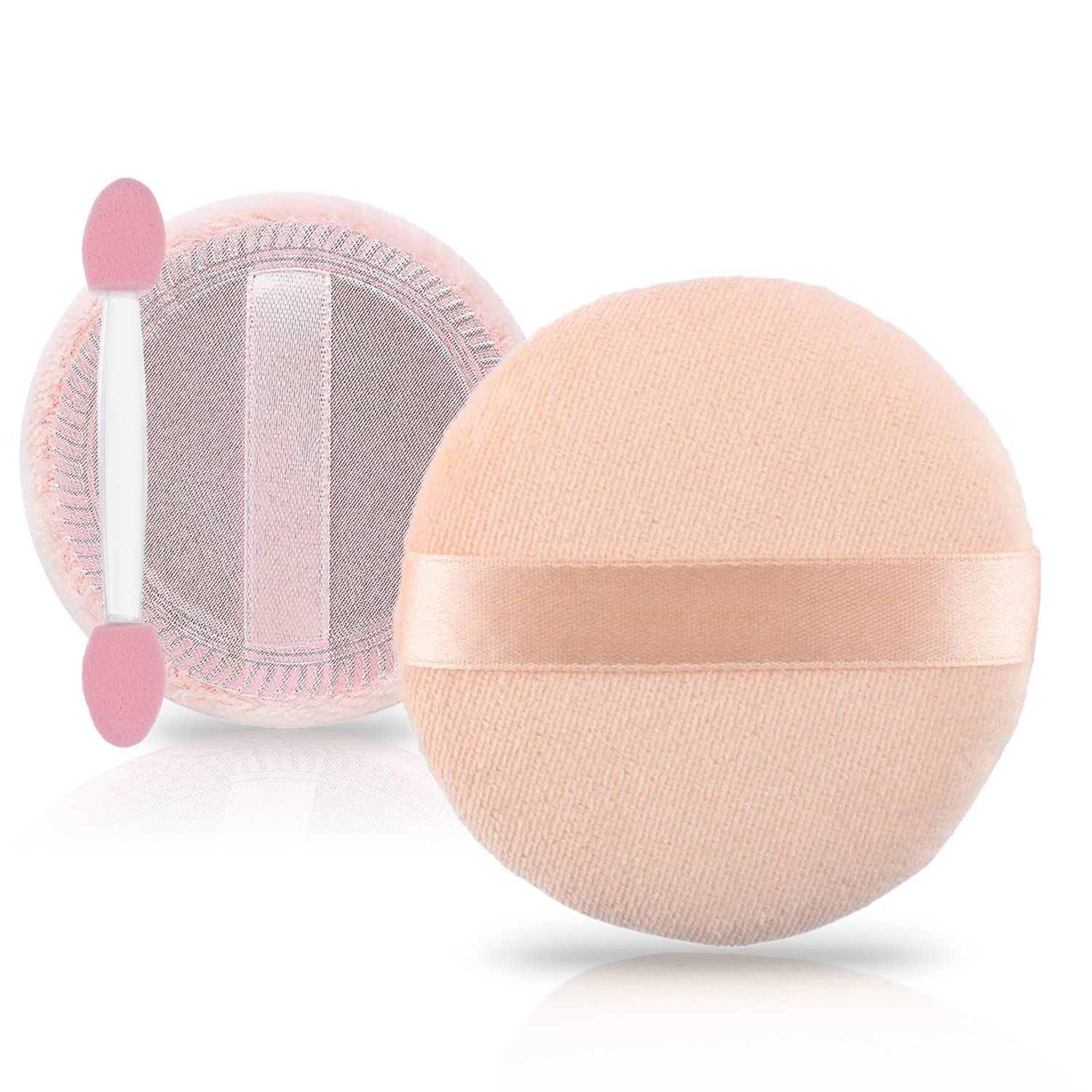Majestique 2-Piece Flat Powder Puff with Non-Slip Grip | Professional Makeup Sponge Applicator for Liquid Foundation, Cream & Powder Cosmetics | Perfect for Travel & Everyday Makeup Application