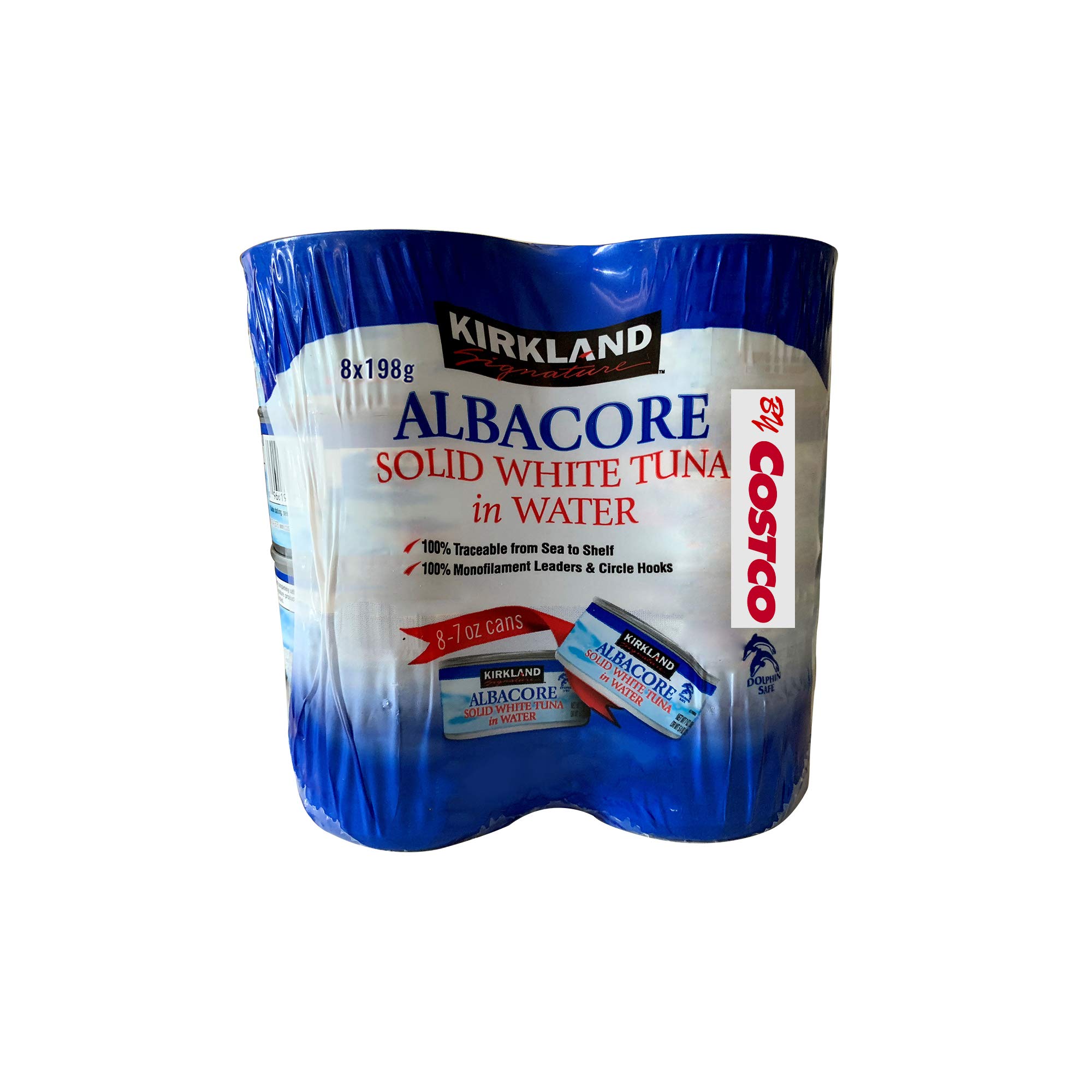 Kirkland Signature Solid White Albacore Tuna in Water - 7 Oz Cans, Pack of 8 | Premium Wild-Caught Tuna for Salads, Sandwiches & Healthy Meal Prep