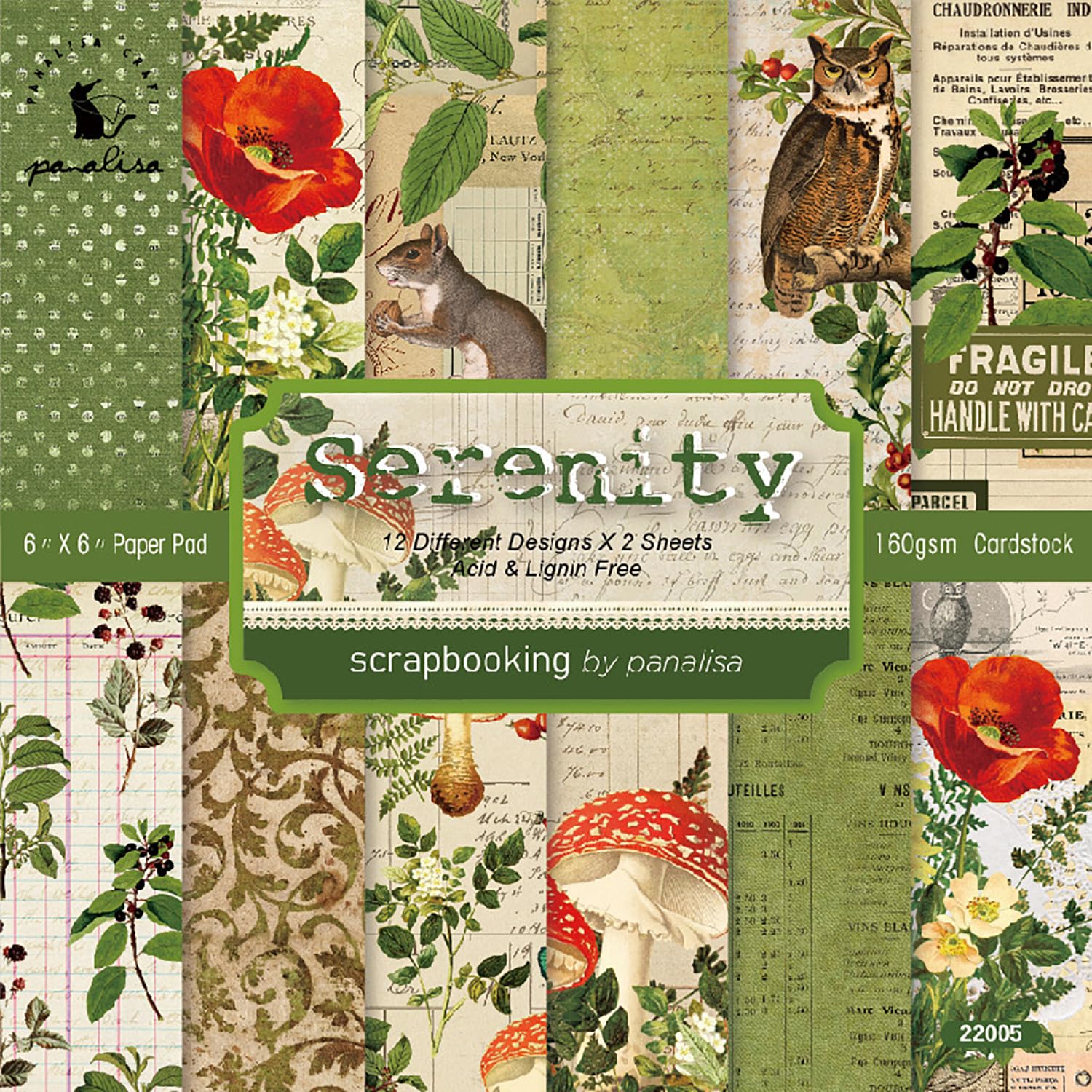 Vintage Patterned Scrapbook Paper Pad 6x6 Inch - 24 Sheets Single-Sided Decorative Cardstock for DIY Crafts, Scrapbooking, Junk Journals, Gift Cards & Decoupage | Perfect for Memory Books, Card Making & Home Decor Projects