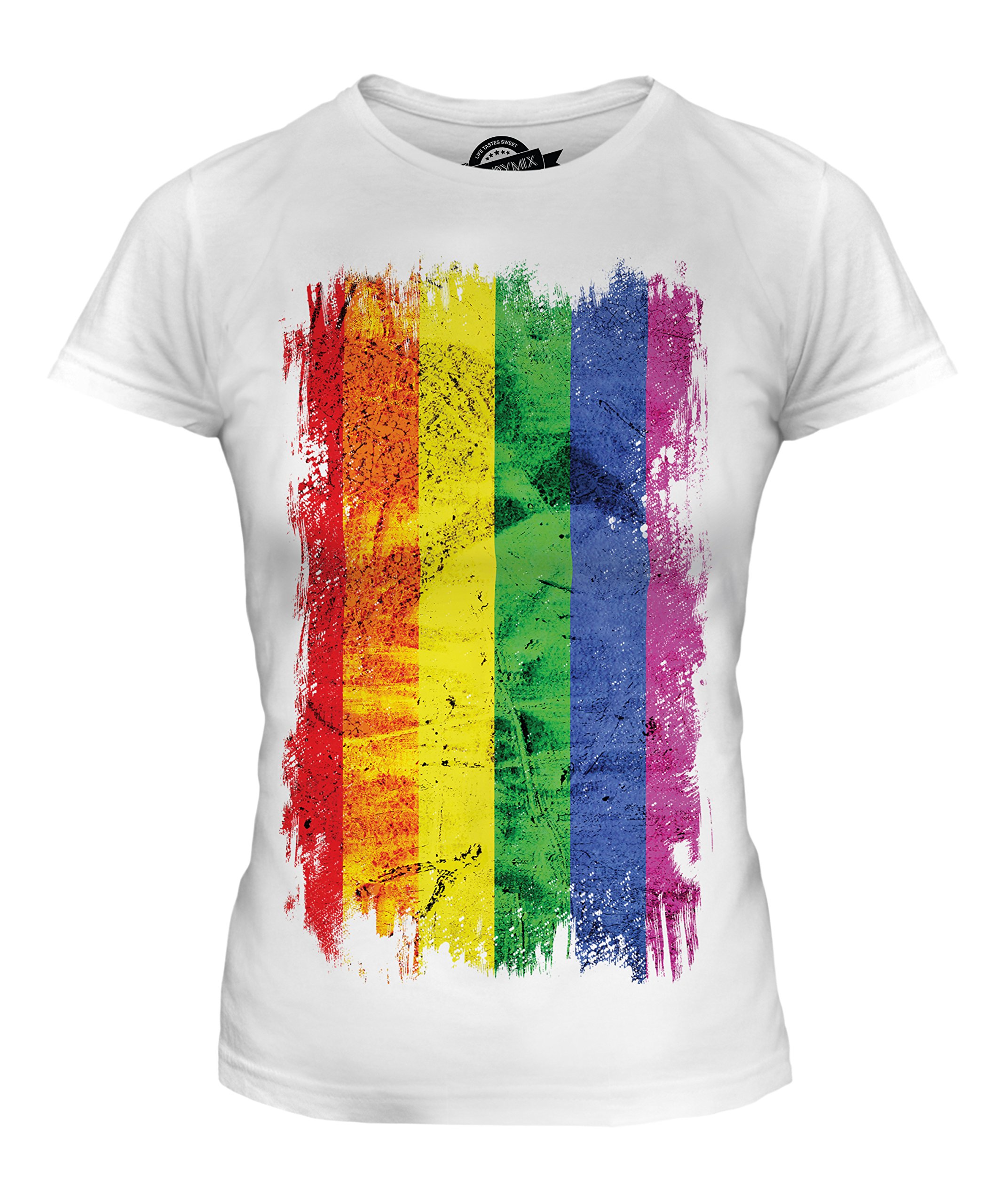 Women's Gay Pride Grunge Flag Fitted T-Shirt - LGBTQ+ Rainbow Graphic Tee for Pride Month, Festivals & Casual Wear