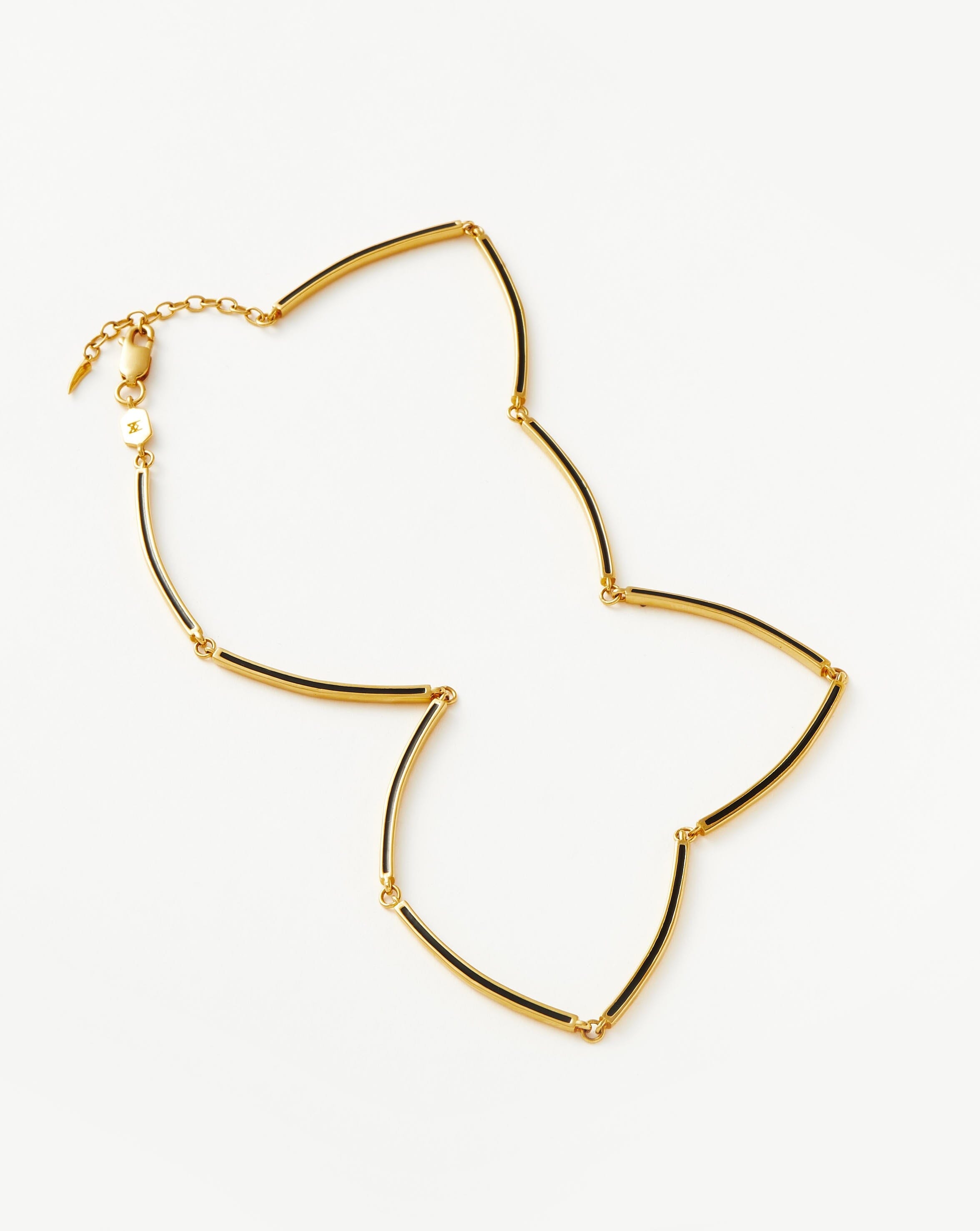 18K Gold Plated Enamel Reversible Byline Link Choker Necklace - Elegant Layering Piece for Women, Perfect for Parties, Dates & Everyday Wear