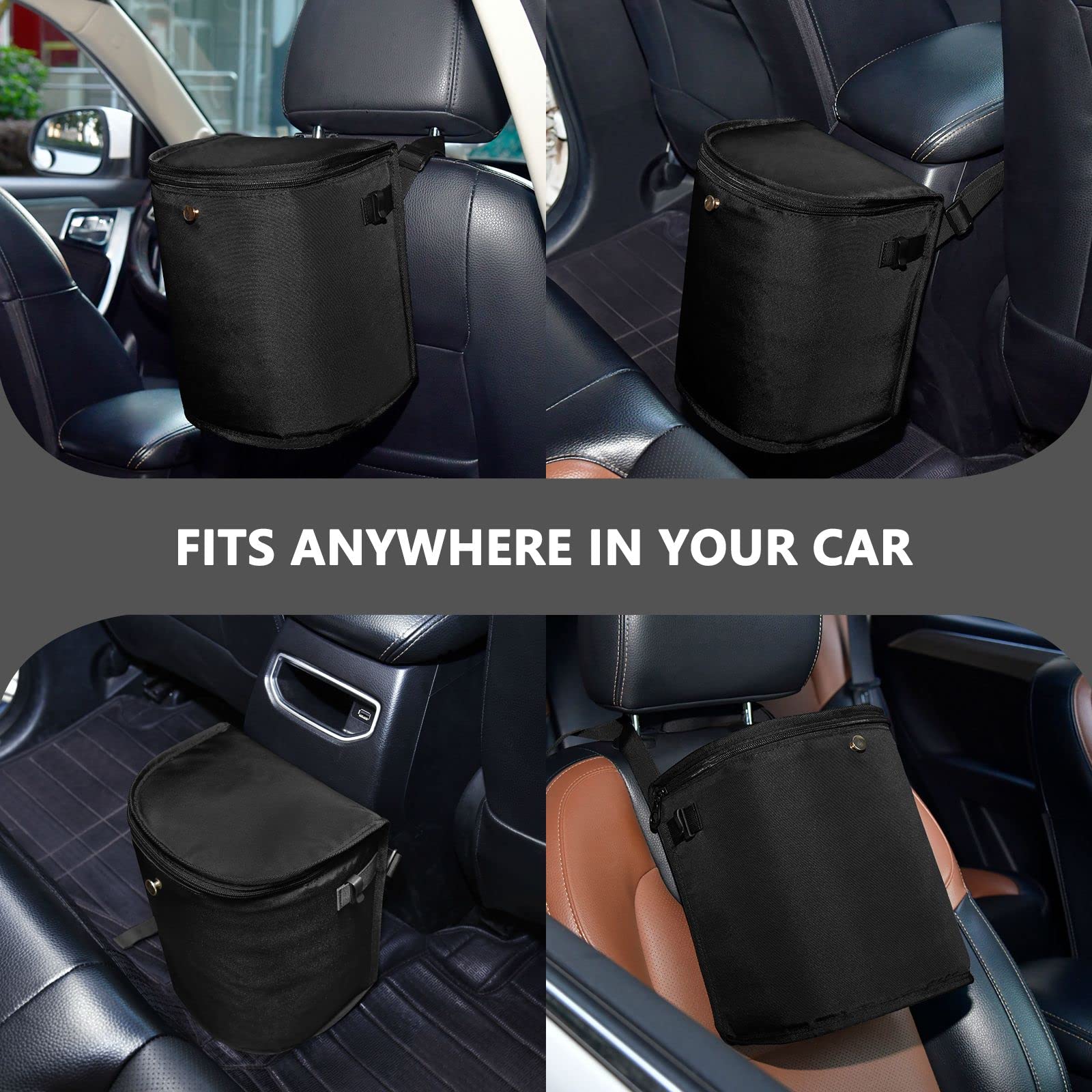French Bulldog Pattern Car Trash Can with Lid - Leak-Proof Hanging Car Garbage Bin for SUV, Sedan & Road Trips - Portable Car Trash Bag for Organization & Cleanliness