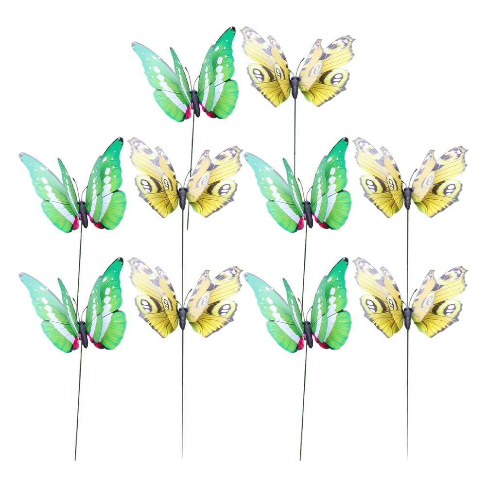 PRETYZOOM 10Pcs Realistic Artificial Butterflies for Garden Decor - DIY Lawn Ornaments, Craft Projects & Party Supplies | Perfect for Outdoor Wedding, Baby Shower & Home Decoration