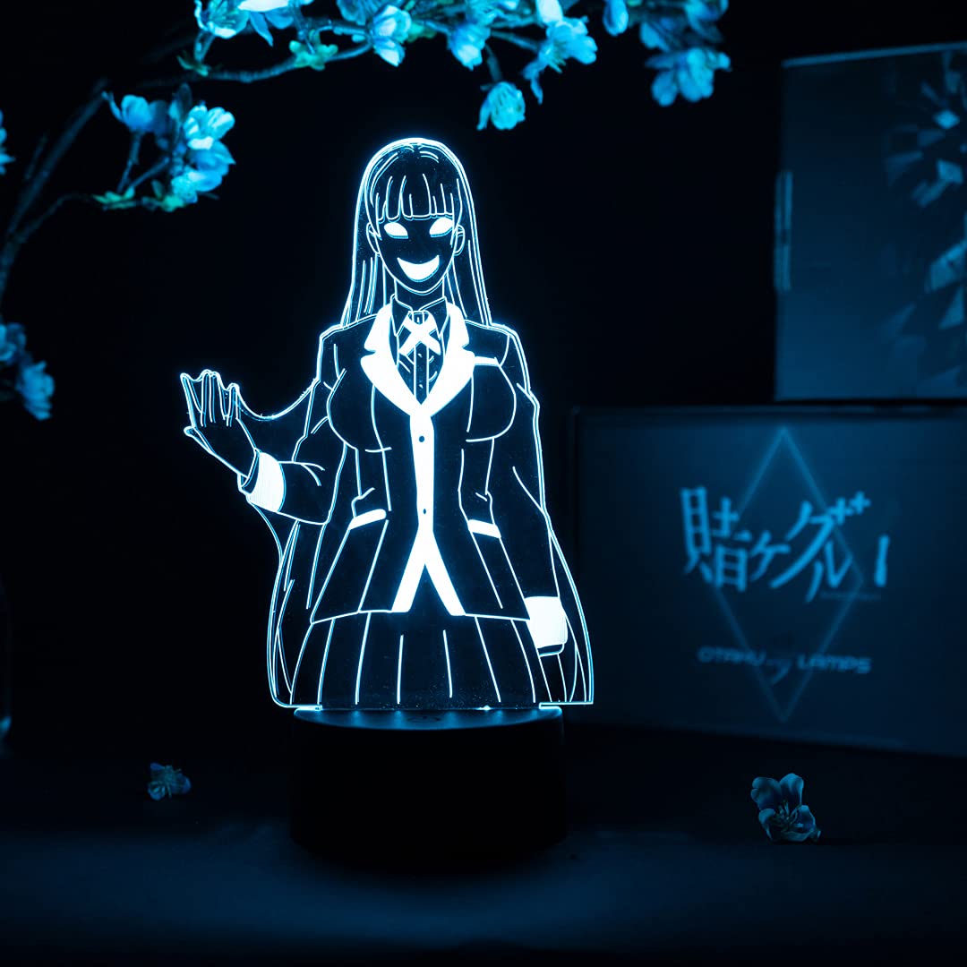 Ririka Momobami Anime LED Night Light - 16 Color RGB Remote Control, 3D Otaku Room Decor for Kakegurui Fans | Perfect for Bedroom, Gaming Room & Anime Collection Display