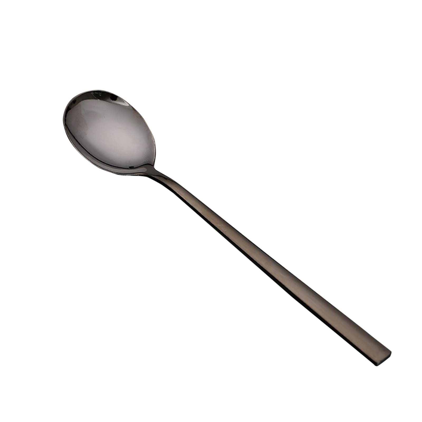 Premium Stainless Steel Long Handle Spoons - 8-Piece Set for Kitchen, Dining & Bar (Black) - Ideal for Cooking, Serving & Restaurant Use