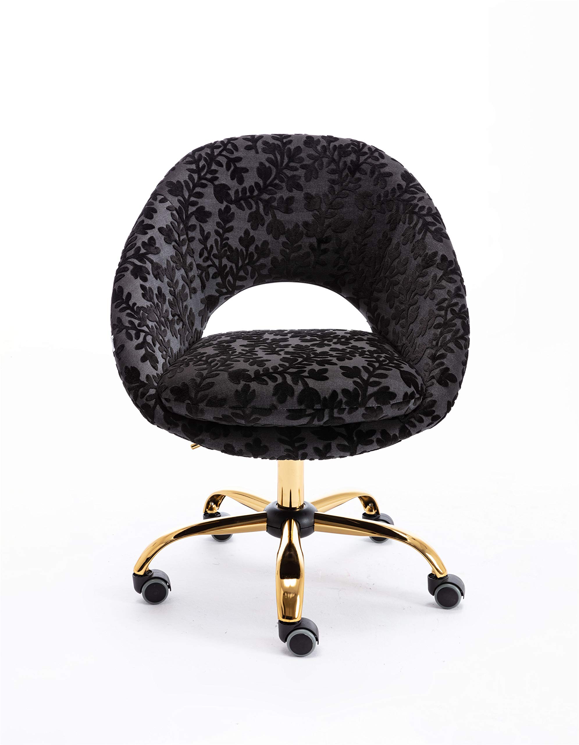 Ergonomic Swivel Office Chair - Adjustable Height Fabric Task Chair with Armrests for Computer Desk, Home Office, Living Room & Bedroom - Modern Comfortable Work Chair (Black) - Perfect for Remote Work, Gaming & Study Sessions
