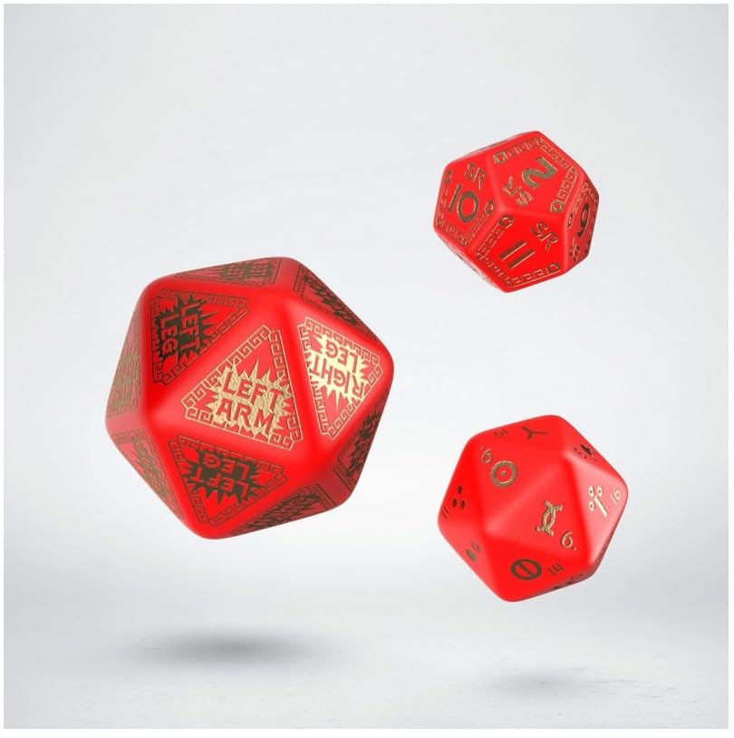 Q-Workshop Runequest Red & Gold 7-Piece Polyhedral Dice Set for RPG, D&D, and Tabletop Gaming - Perfect for Fantasy Roleplaying Adventures