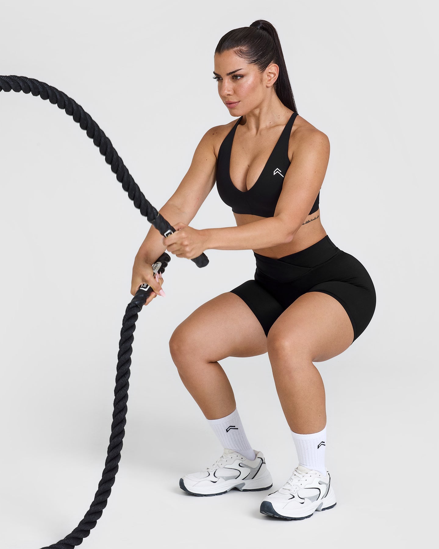 Unified Wrap Shorts with White Logo - 6-Pack in Black | Comfortable & Stylish for Yoga, Gym, and Casual Wear