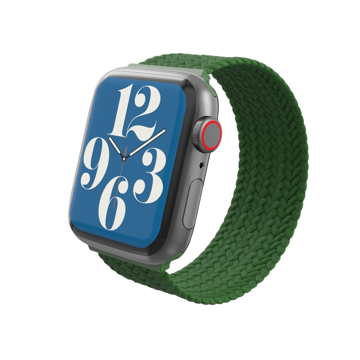 Gear4 ZAGG Braided Stretchy Solo Loop Band for Apple Watch 42mm 44mm 45mm - Small Size, Forest Green - Compatible with iWatch Series 7/6/SE/5/4/3/2/1 - Elastic Strap Wristband for Workout, Running & Daily Wear (705009502)