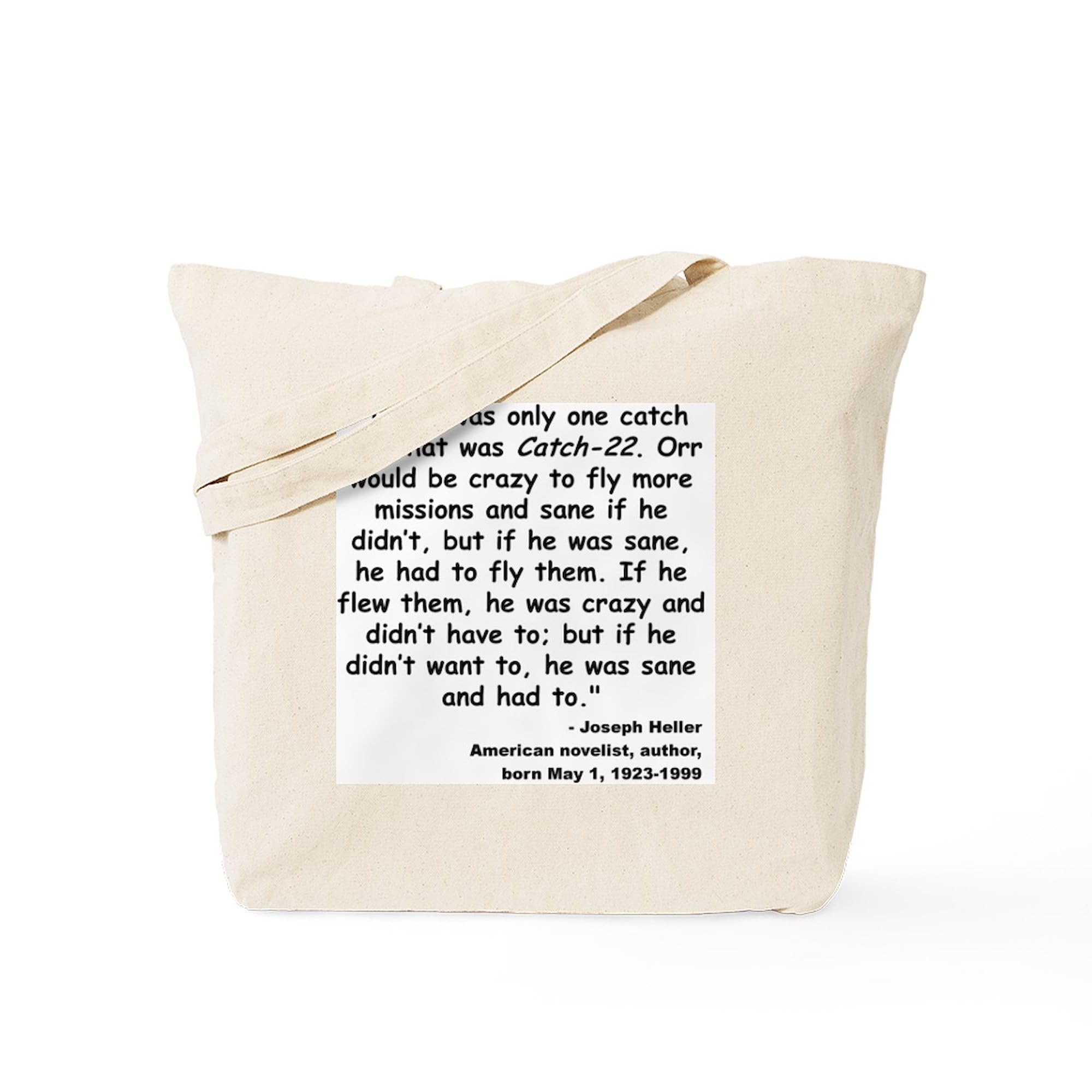 CafePress Heller Catch 22 Quote Tote Bag - Natural Canvas Reusable Shopping Bag for Groceries, Books & Beach