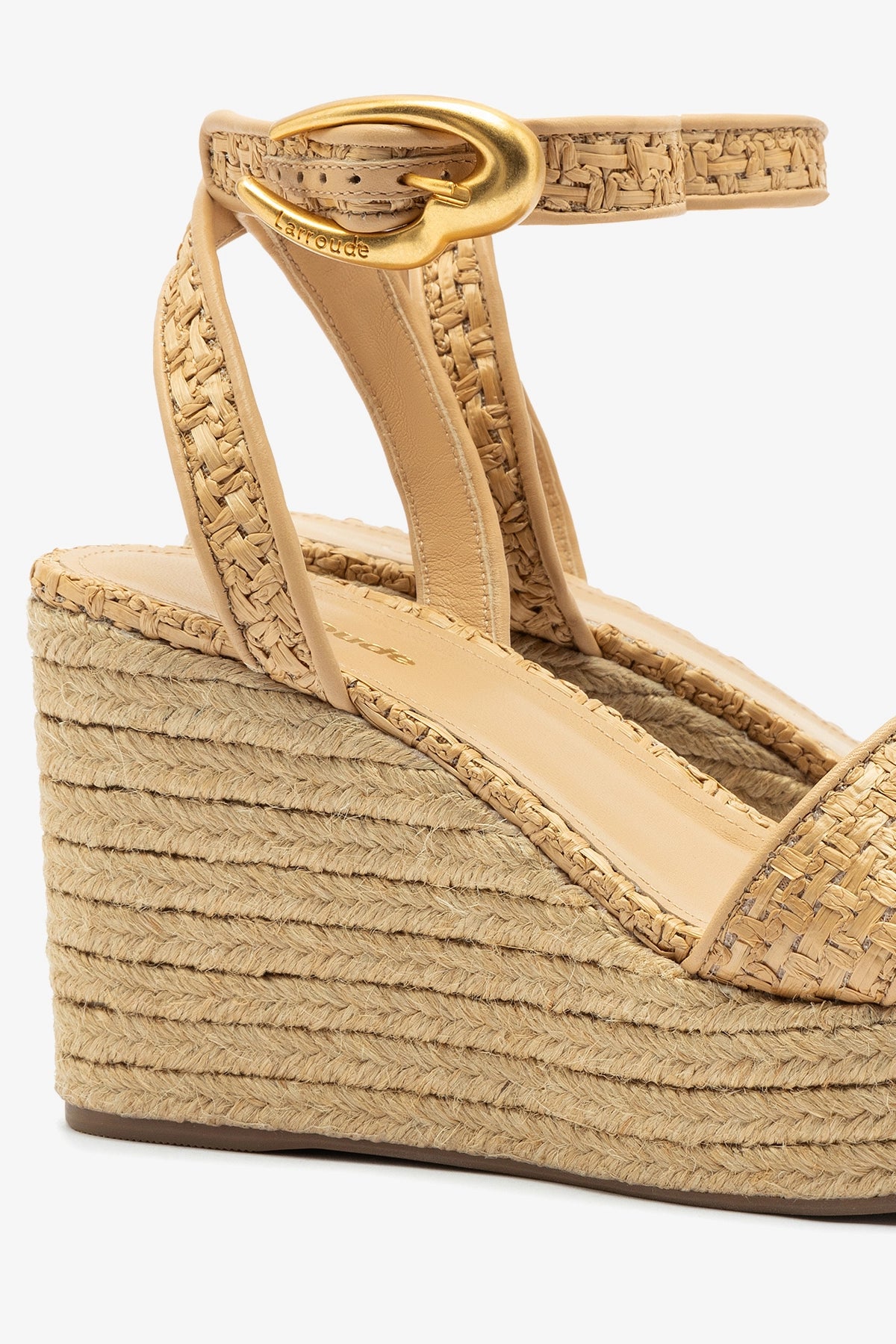 Verona Low Wedge Sandals in Beige Leather & Natural Raffia - Comfortable Women's Summer Shoes for Beach, Vacation & Casual Outfits