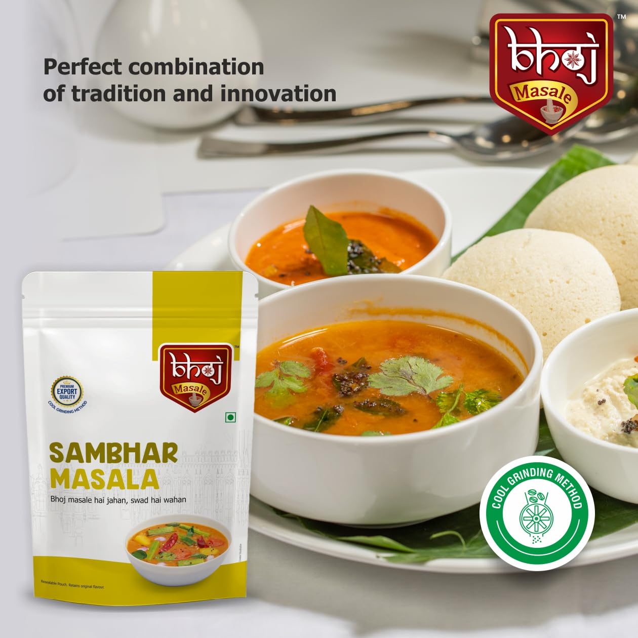 Bhoj Masale Sambhar Masala 200GM - Authentic Indian Spice Blend for Sambar | No Preservatives, No Onion, No Garlic (Jain Friendly) | Perfect for Home Cooking, Vegan & Vegetarian Dishes | Great for Curry, Lentil Soup & South Indian Cuisine