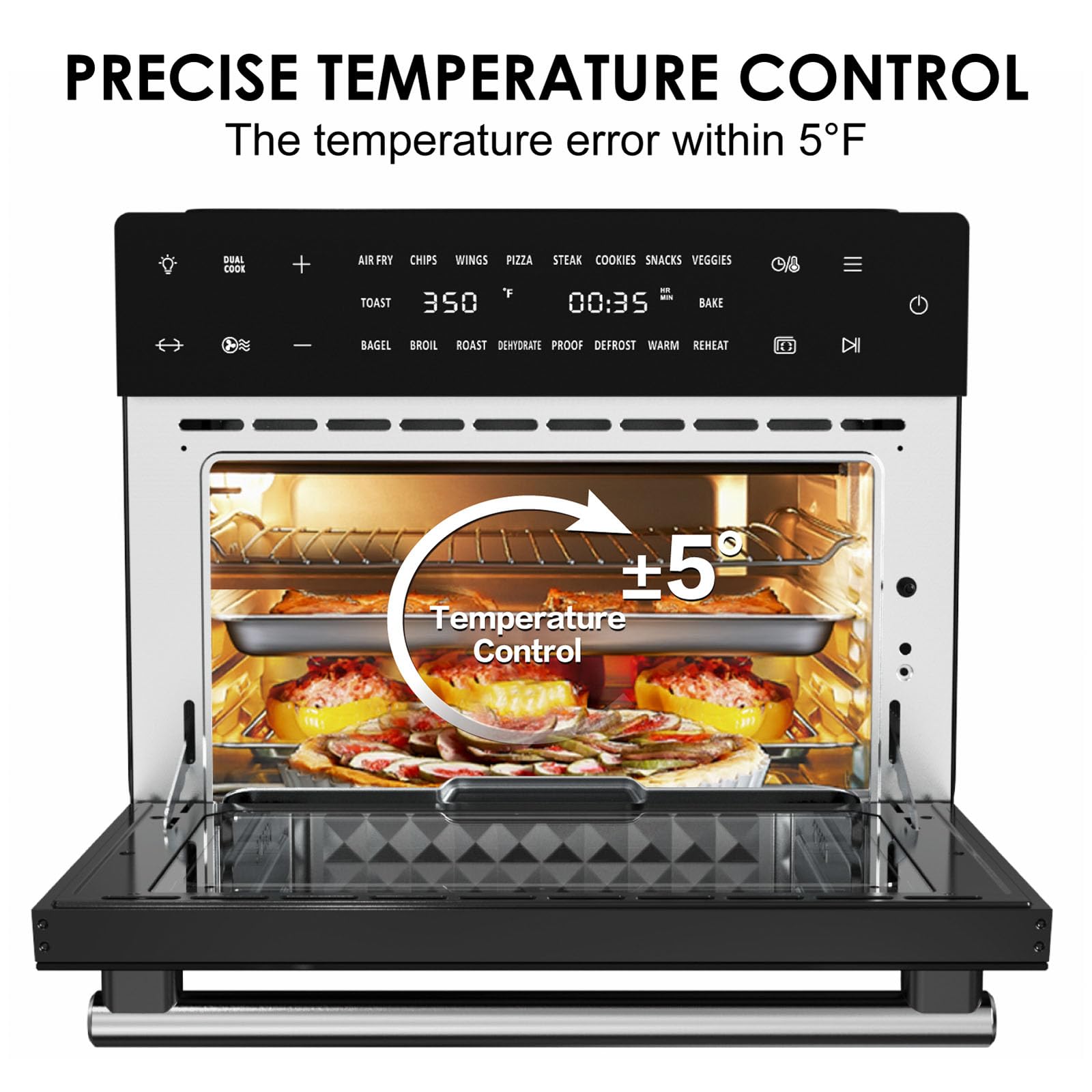 32 QT Extra Large Toaster Oven Air Fryer Combo - 18-in-1 Convection Countertop Oven with Baking, Dehydrating & Rotisserie Functions - 1800W Powerful 6-Piece Accessory Set for Roasting, Broiling & Meal Prep - Perfect for Small Kitchens, Dorms & RV Cooking