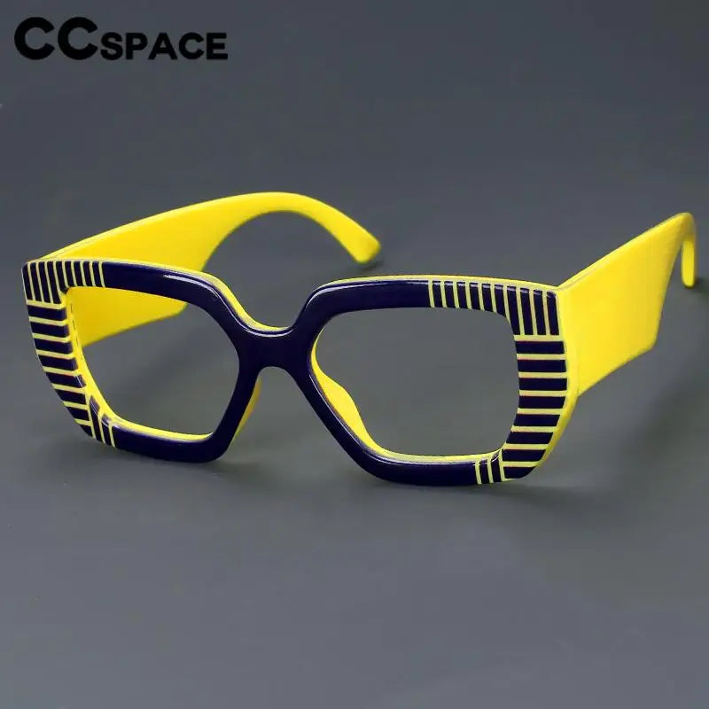 CCspace Women's Full Rim Large Square Plastic Reading Glasses R57095 - Stylish & Comfortable for Reading, Working, and Computer Use