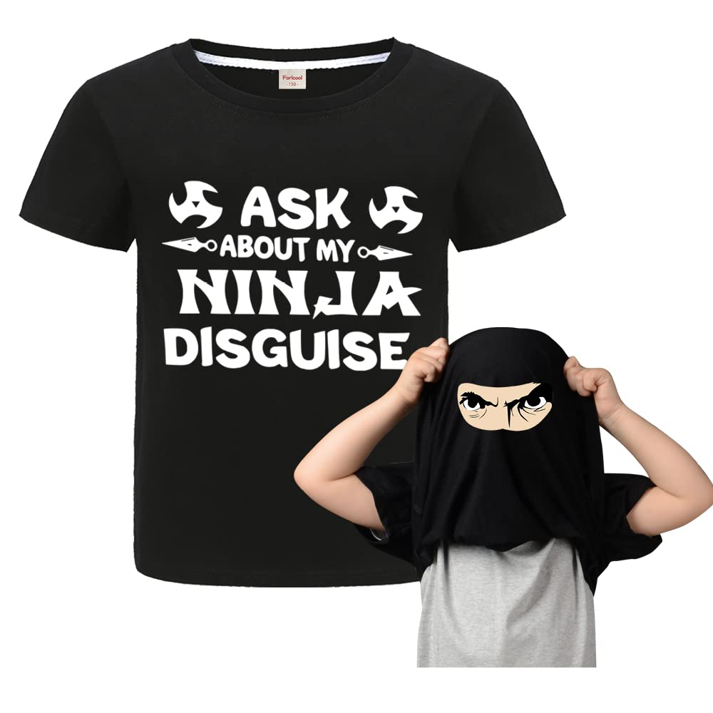 Funny Ninja Disguise Boys T-Shirt - Cool Kids Summer Graphic Tee for Playdates & Costume Parties