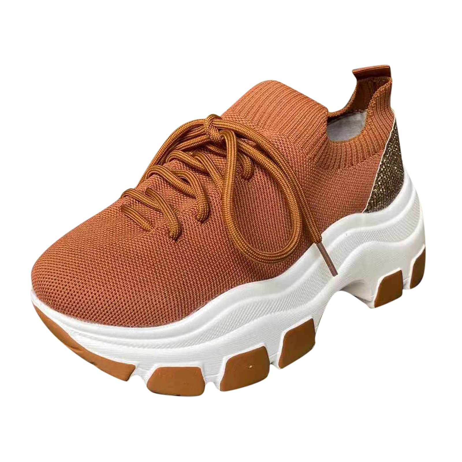 **Women's Platform Sneakers - Fashion Lace-Up Wedge Mesh Glitter Casual Walking Shoes for Outdoor & Daily Wear - Comfortable & Stylish for Work, Travel & Shopping**