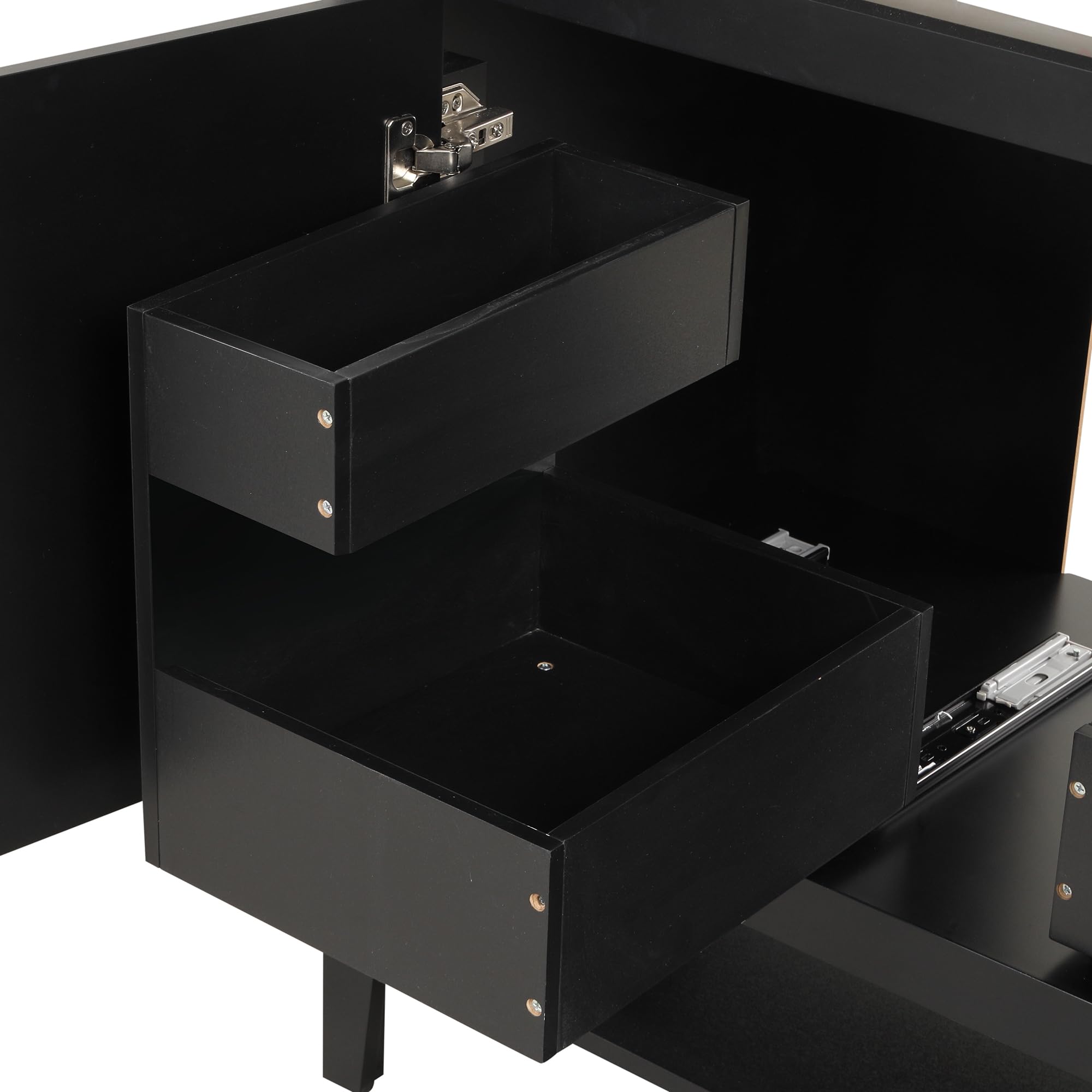 36 Inch Modern Bathroom Vanity with Ceramic Sink - Solid Wood Freestanding Vanity with 2 Pull-Out Drawers, Storage Racks & Open Shelf - Perfect for Small Bathrooms, Powder Rooms & Master Bath Suites