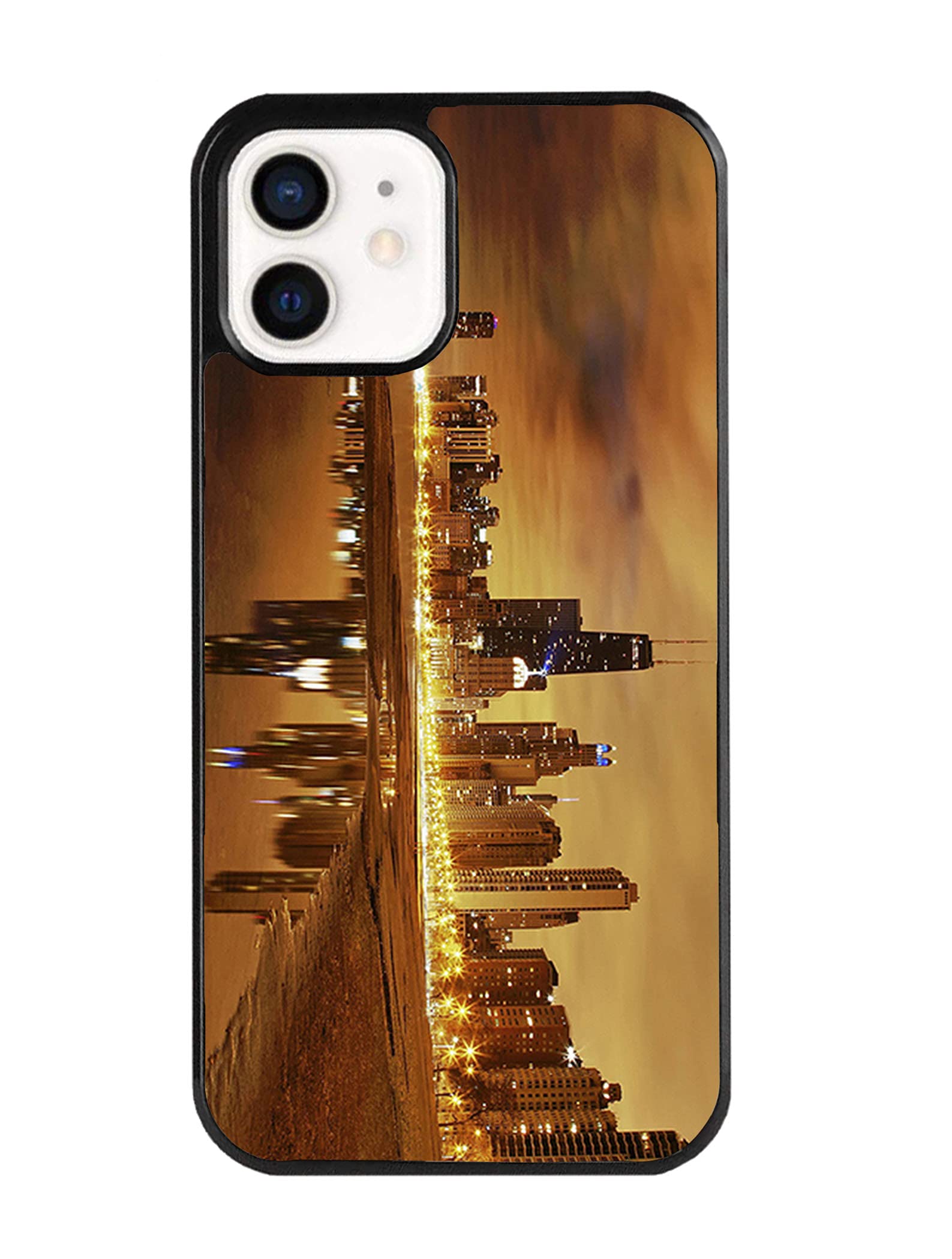 iPhone 12 Case with Chicago Skyline Design - Shock Absorbent TPU Protective Cover | Perfect for Everyday Use, Travel & Commuting