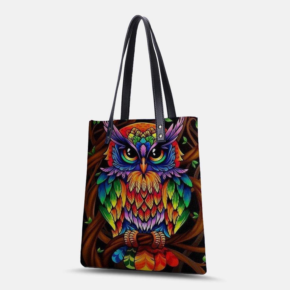 Lovevop Stylish Owl Print Leather Tote Bag - Fashionable Shoulder Handbag with Detachable Small Pouch | Perfect for Work, Travel & Daily Use