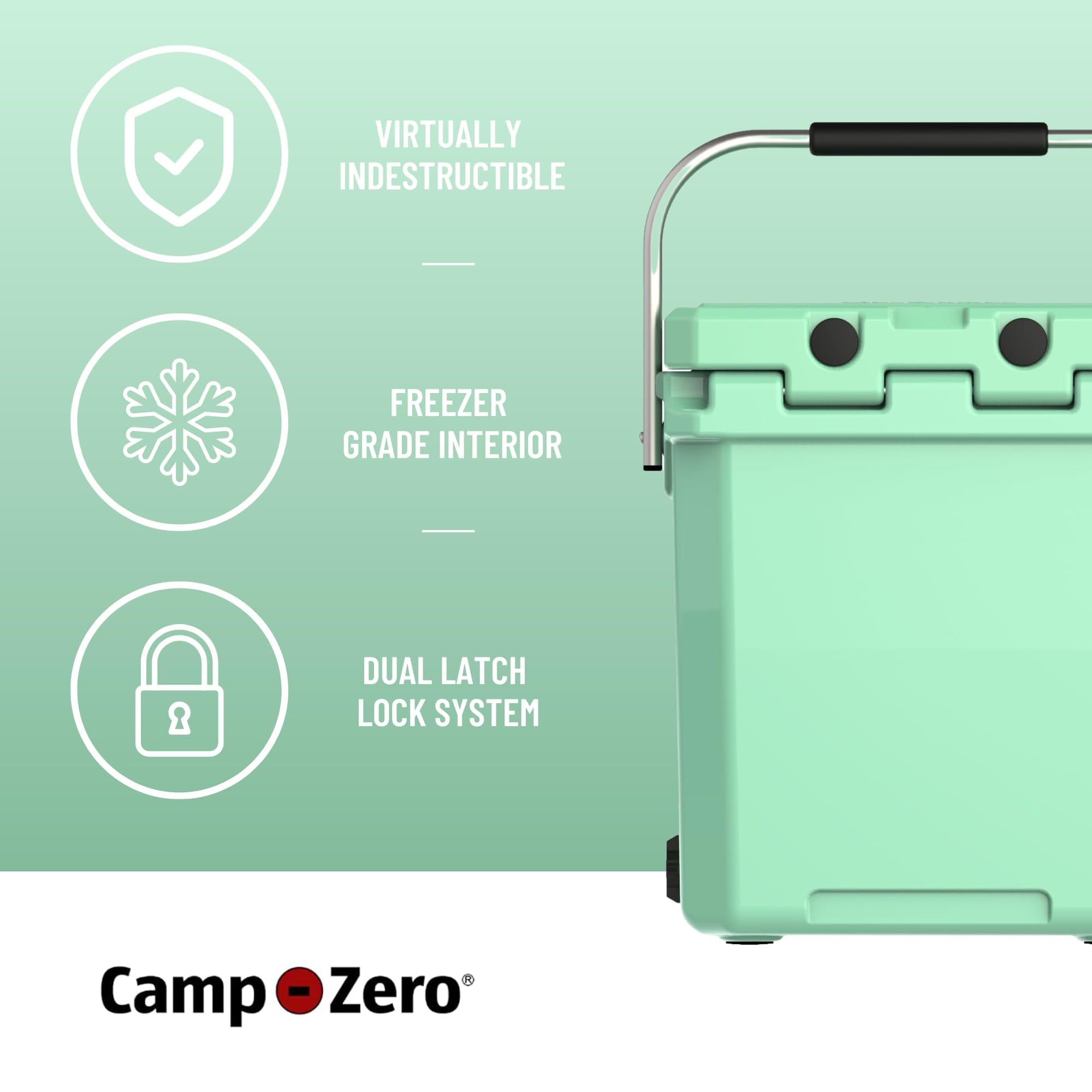 CAMP-ZERO 16L/16.9 Quart Portable Hard Cooler with Divider - Insulated Cooler for Drinks, Wine Bottles & Lunch - Perfect for Beach, Picnics, Boating, Camping & Travel - Features 2 Molded-in Cup Holders & Folding Aluminum Handle - Ideal for Outdoor Adventures, Tailgating & Road Trips