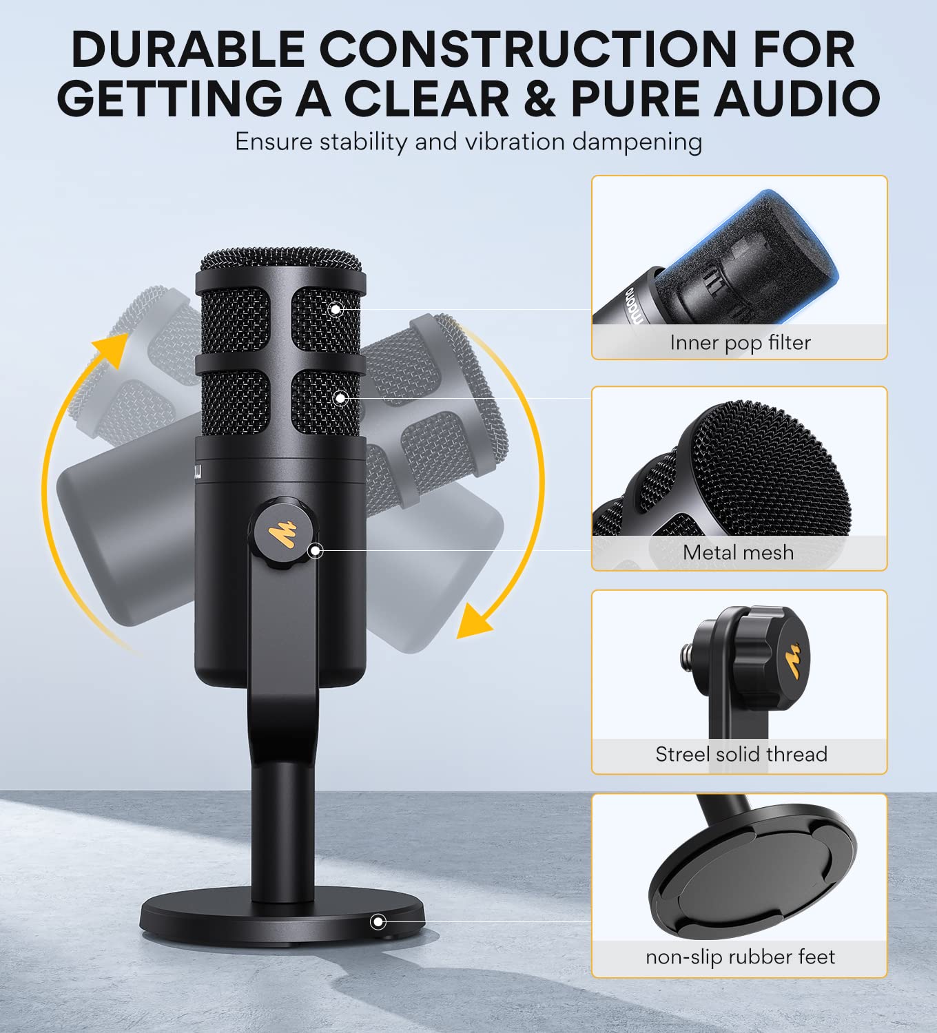 MAONO PD100 XLR Podcast Microphone - Professional Cardioid Dynamic Mic for Studio Recording, Live Streaming & Voice Overs | Noise Isolation Technology | Durable Metal Construction | Compatible with Audio Interfaces, Mixers & Sound Cards | Perfect for Home Studios, Podcasting & Gaming Setups