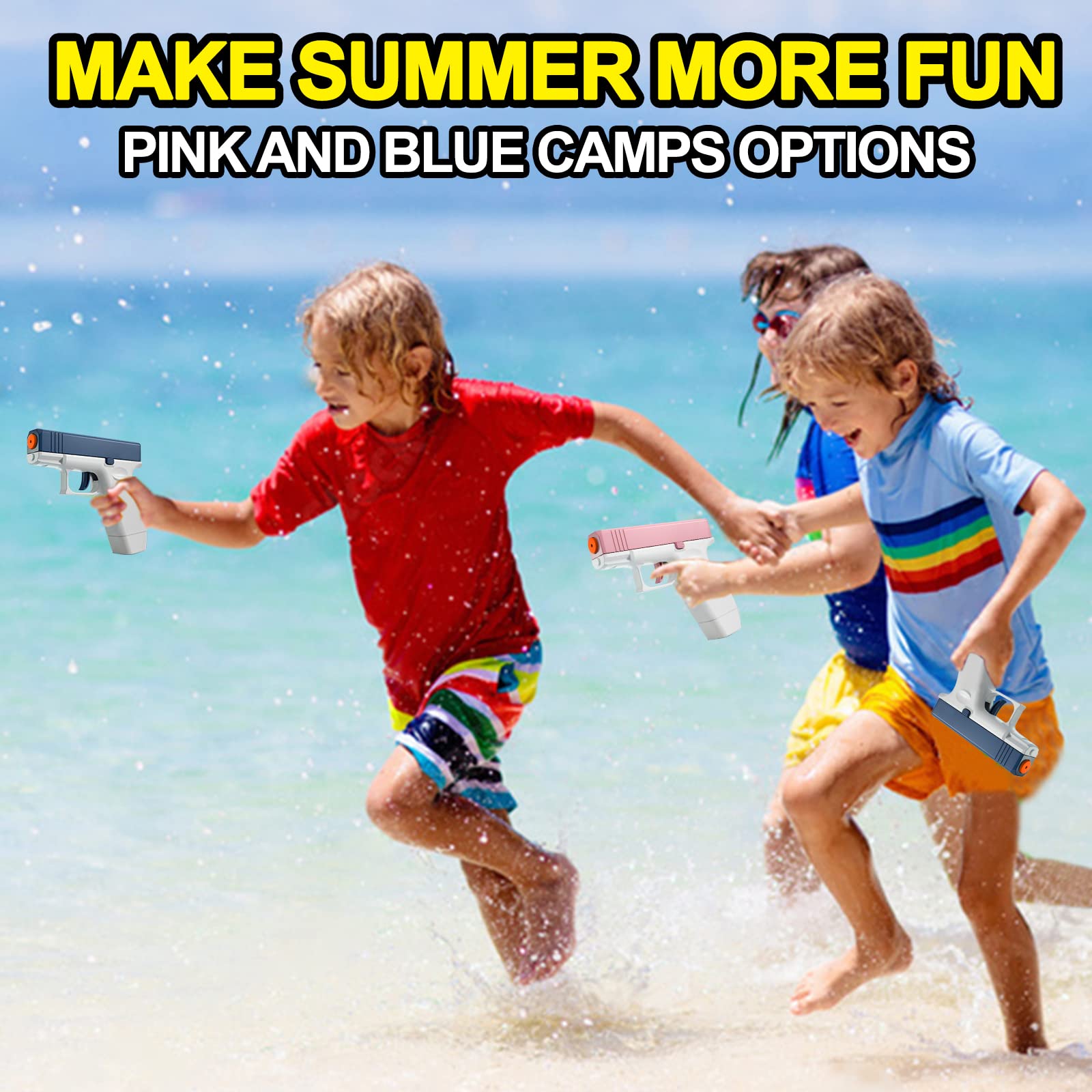 2 Pack Water Gun Squirt Guns for Kids - 100cc Capacity Mini Water Blaster Soaker Toy Pistols | Summer Outdoor Water Play Toys for Boys & Girls | Perfect for Pool, Beach, Backyard & Birthday Parties (Blue & Pink)