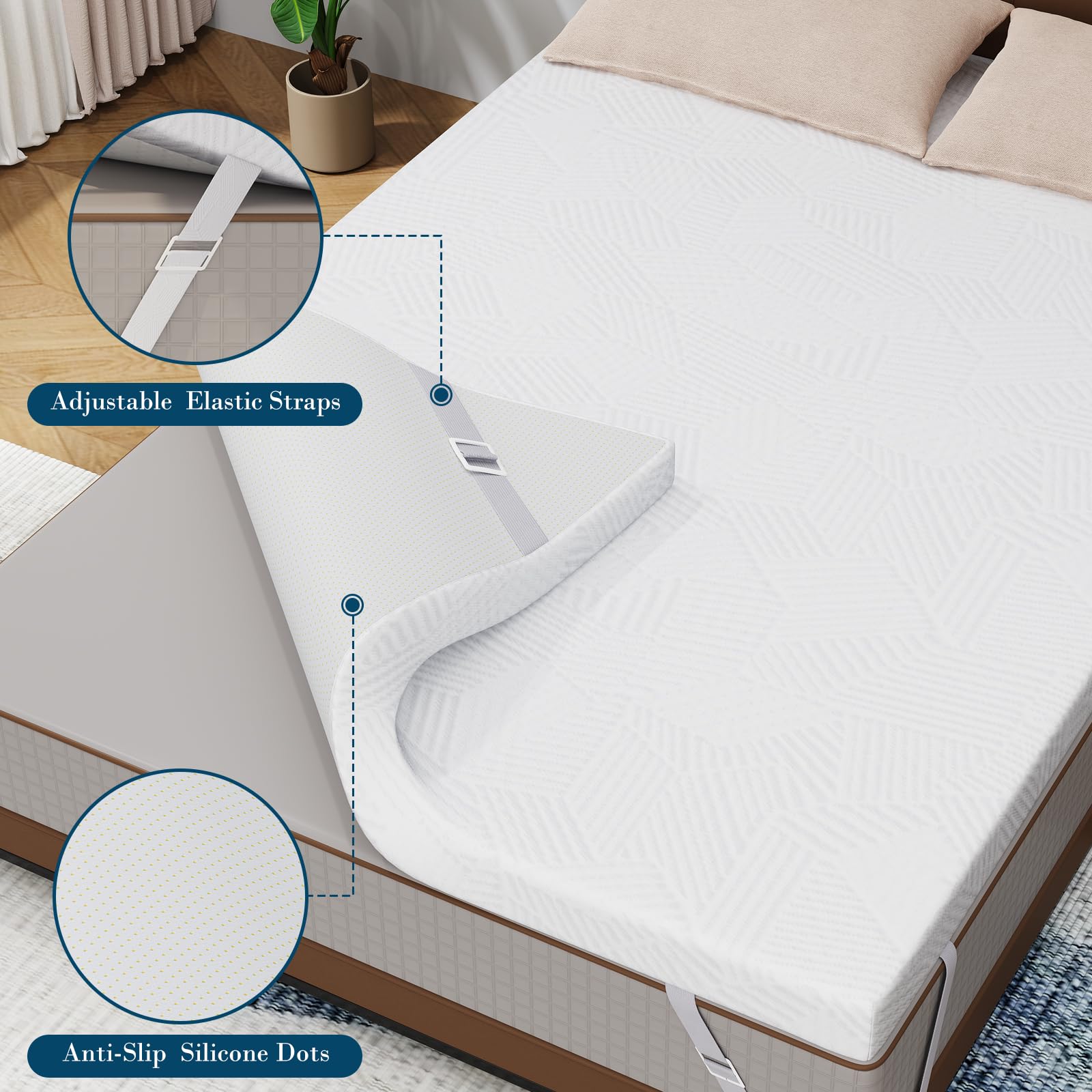 3 Inch Full Size Memory Foam Mattress Topper with Cooling Gel - CertiPUR-US & Oeko-Tex Certified, Soft & Breathable for Pain Relief - Removable Washable Cover - Perfect for Hot Sleepers & Back Pain Sufferers