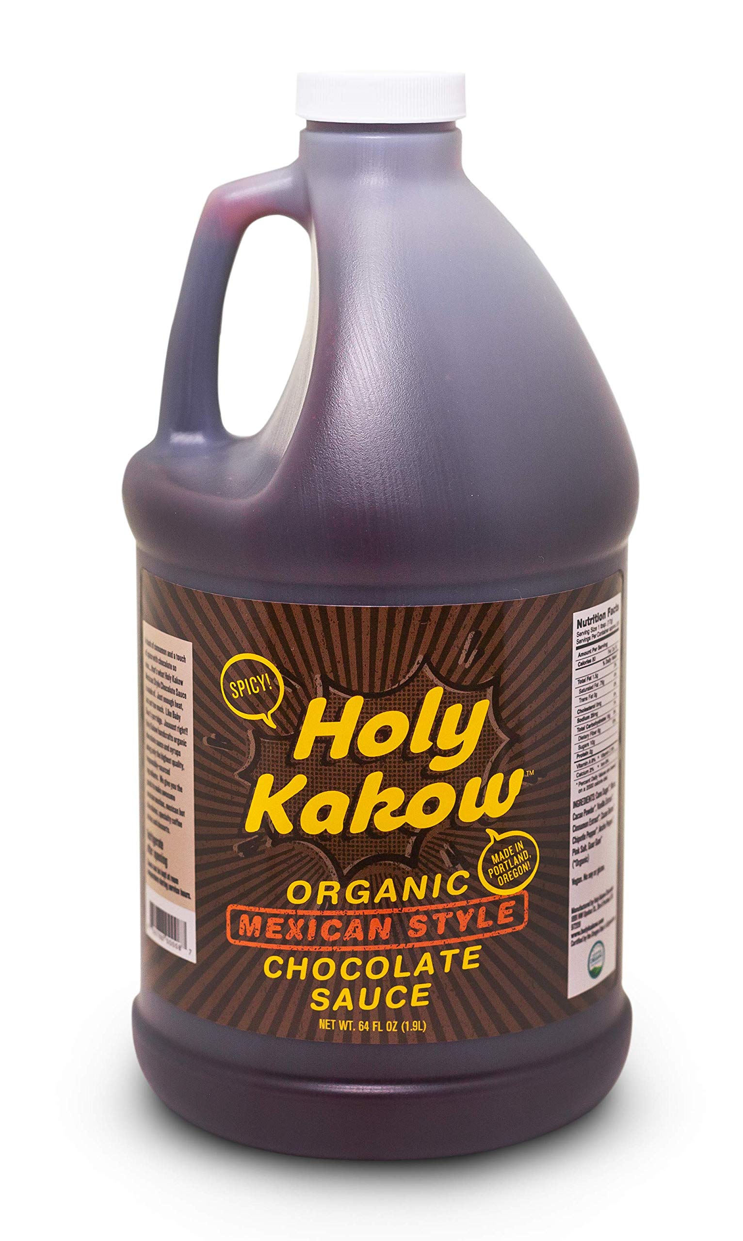 Holy Kakow Organic Mexican-Style Chocolate Syrup - 64oz | Premium Chocolate Sauce for Mochas, Waffles, Ice Cream & Baking | USDA Organic, All-Natural Ingredients | Perfect for Desserts, Coffee & Breakfast