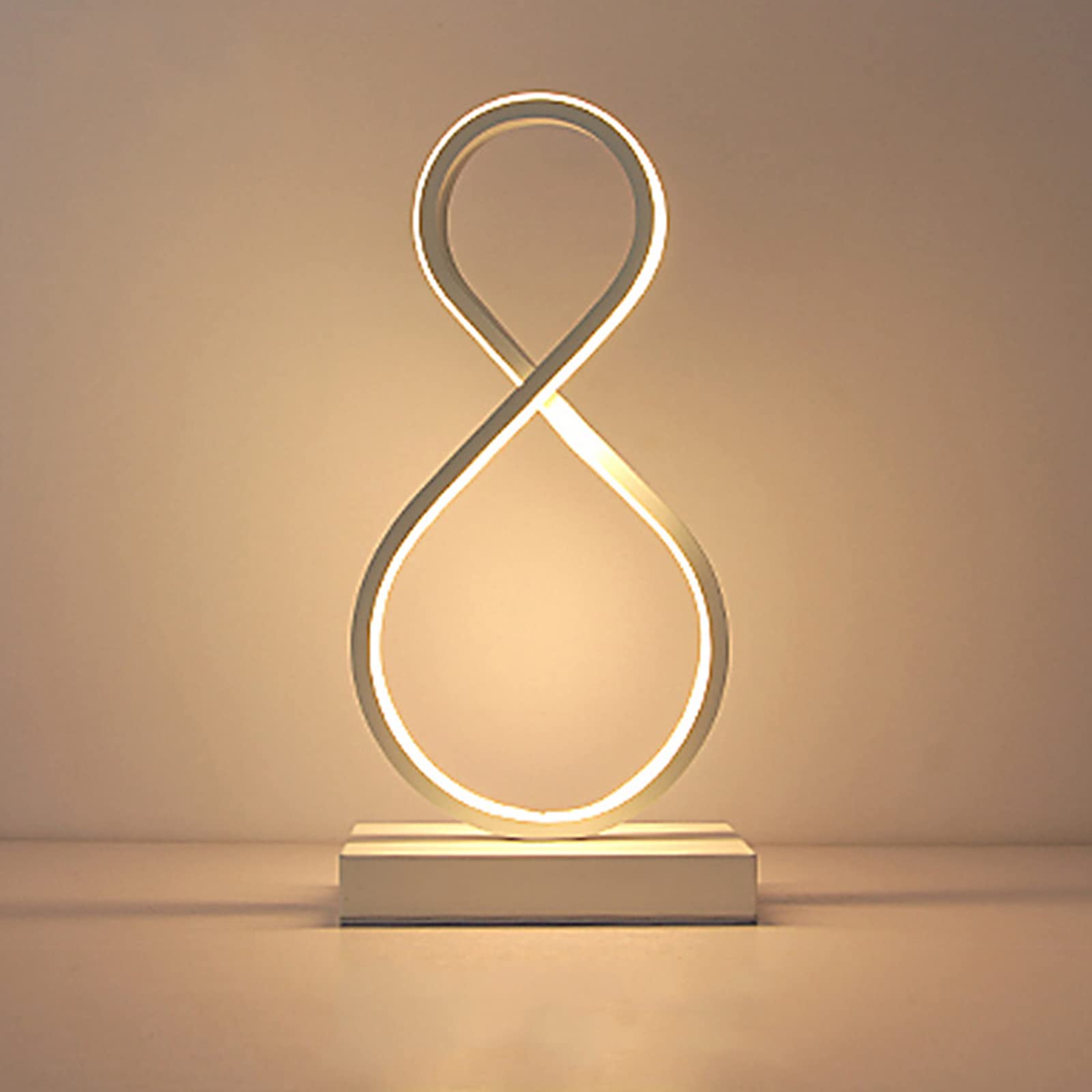 Modern LED Spiral Desk Lamp - 3 Color Adjustable Dimmable Table Light with Curved Design for Bedroom, Study & Living Room | Perfect for Reading, Working & Relaxing Ambient Lighting