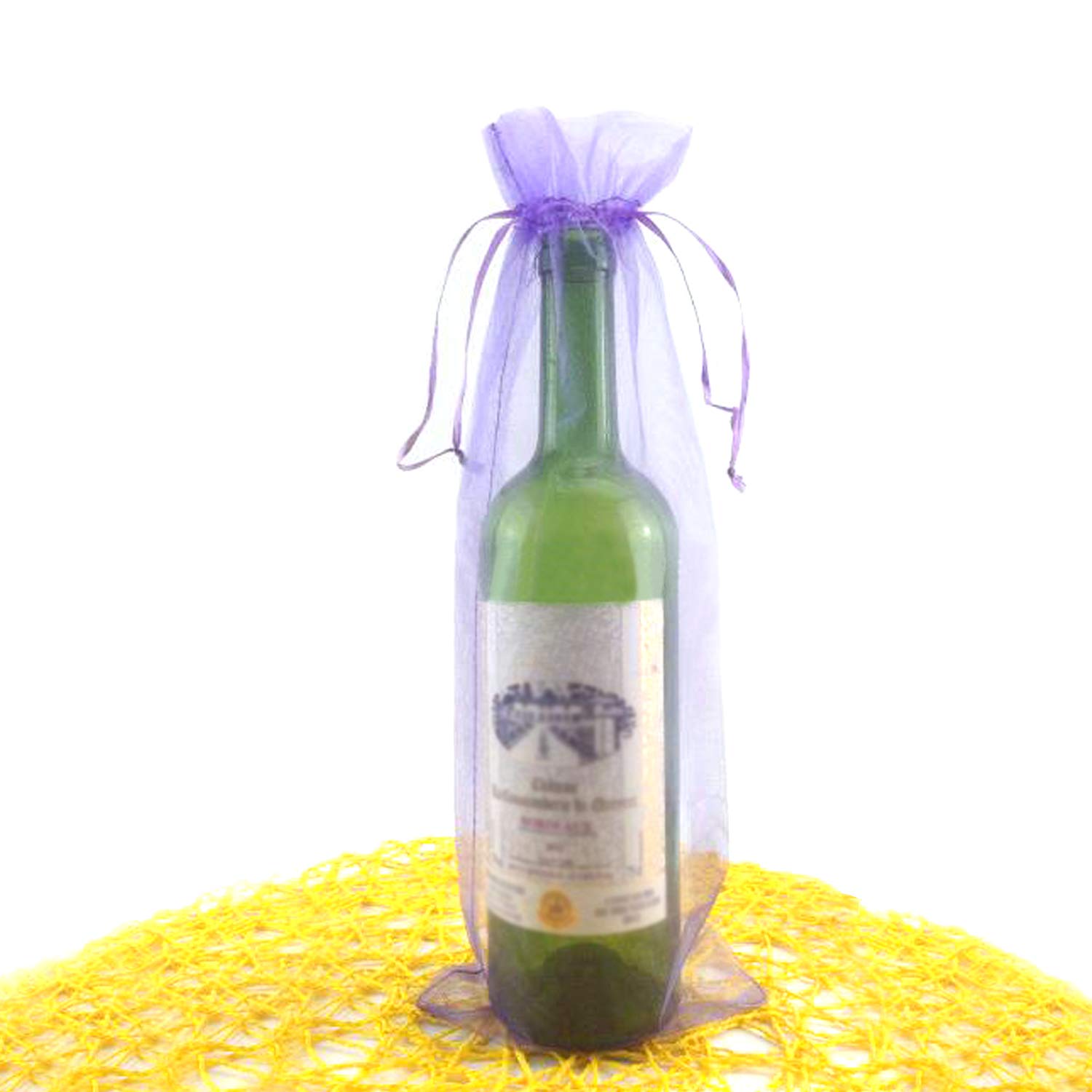 Honbay 24PCS Reusable Sheer Organza Wine Bottle Bags - Elegant Drawstring Gift Bags for Wedding, Party & Holiday Decorations - Perfect for Wine, Champagne & Gift Wrapping