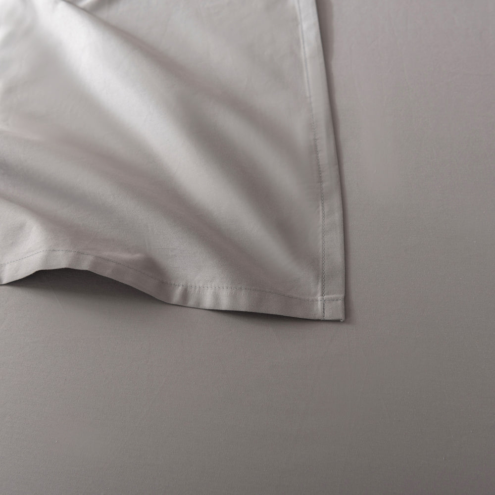 Premium 400 Thread Count Casey Cotton Sheet Set in Pewter - Queen Size (40cm) for Luxurious Comfort & Breathable Sleep | Perfect for Master Bedrooms, Guest Rooms & Hotels