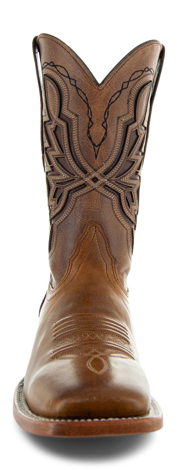 Authentic Men's Cowboy Boots - Genuine Leather Western Boots with Broad Square Toe | Durable & Comfortable for Rodeo, Country Dancing & Casual Wear (Model H50028)