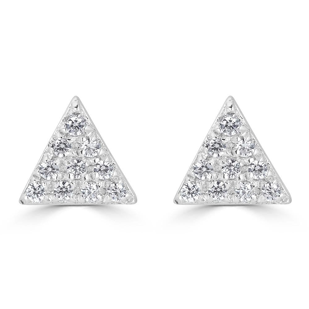 14KT Gold 0.10 CTW Diamond Triangle Stud Earrings for Women - Elegant Geometric Jewelry for Everyday Wear, Parties & Special Occasions