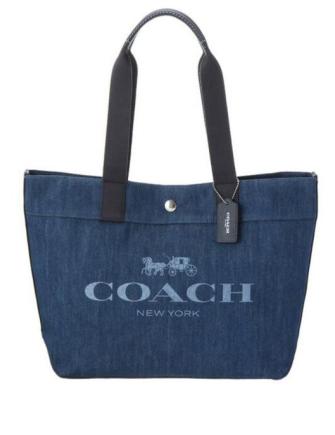 Coach Denim Tote Bag with Horse and Carriage Design - Stylish Women's Shoulder Bag for Work, Travel & Everyday Use