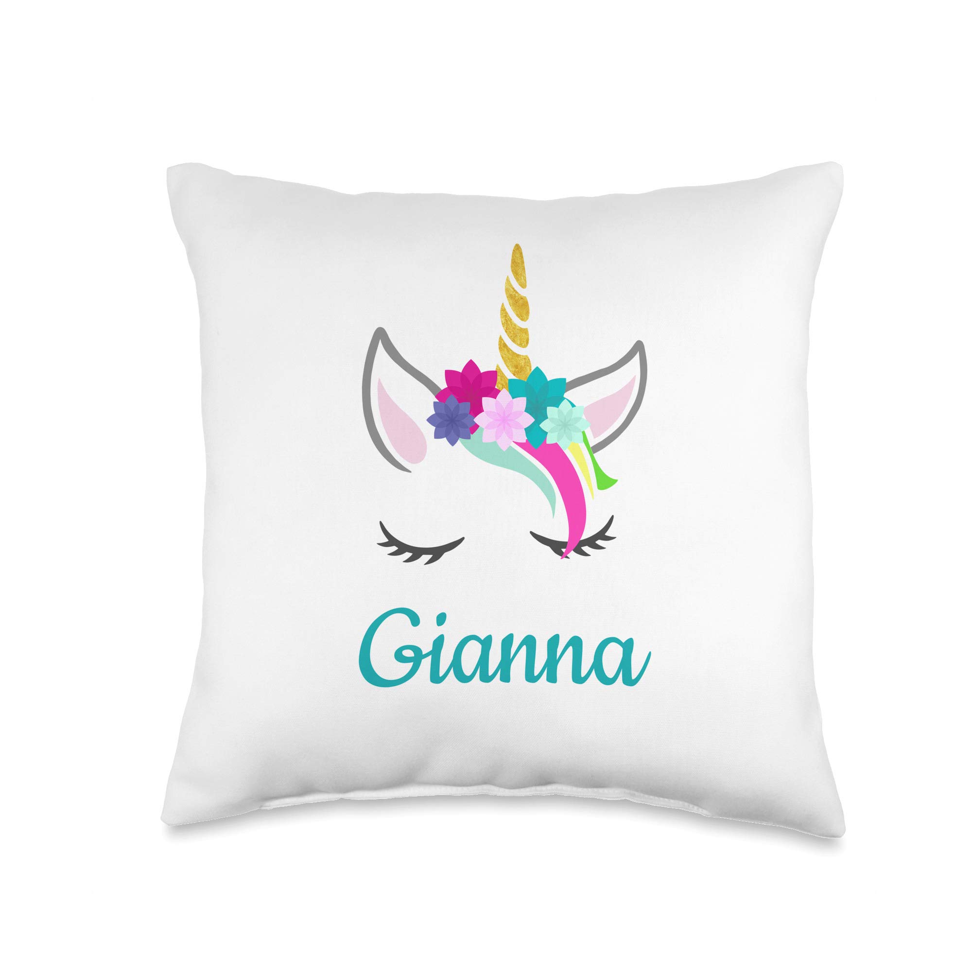 Personalized Gianna Name Gift for Girls - Unicorn Themed 16x16 Inch Multicolor Throw Pillow - Perfect for Bedroom Decor, Birthday Presents & Kids Room Accessories