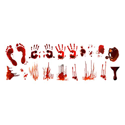 Kiddale Halloween Wall Stickers - Bloody Handprint & Footprint Window Decals for Spooky Bathroom Decor, Zombie Party Supplies | Perfect for Haunted House, Horror Theme Parties & Trick-or-Treat Decorations