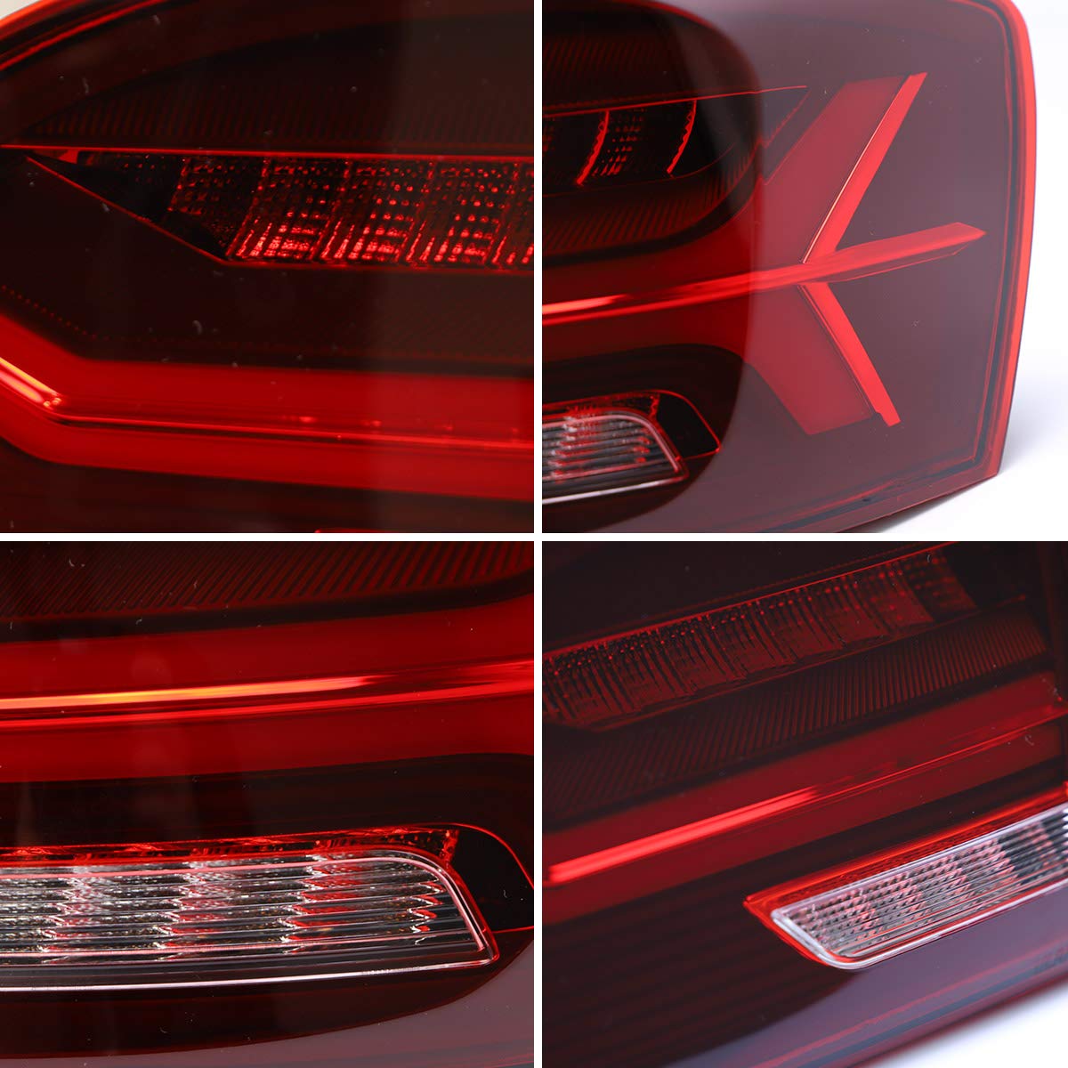 VLAND LED Tail Lights for 2011-2014 Volkswagen Jetta Sagitar Sedan (Excludes LED Models & 2013 GLI) - Sequential Turn Signals, Red Lens, Driver & Passenger Side - Upgrade Your Car's Style & Safety for Night Driving