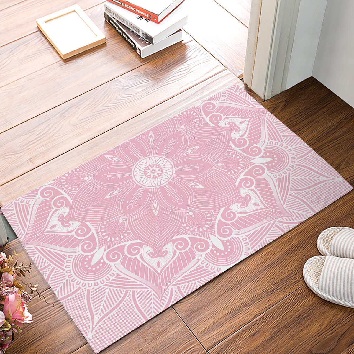 Segard Non-Slip Welcome Doormat - Indian Floral Mandala Design Indoor/Outdoor Entrance Mat for Home Decor - Perfect for Living Room, Bathroom, Front Door & Housewarming Gifts