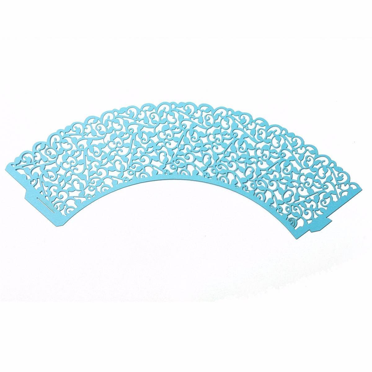 60-Pack Filigree Little Vine Lace Laser Cut Cupcake Wrappers - Premium Baking Cup Liners & Muffin Cases for Wedding, Birthday Party Decorations (Blue) - Perfect for DIY Desserts, Tea Parties & Special Occasions