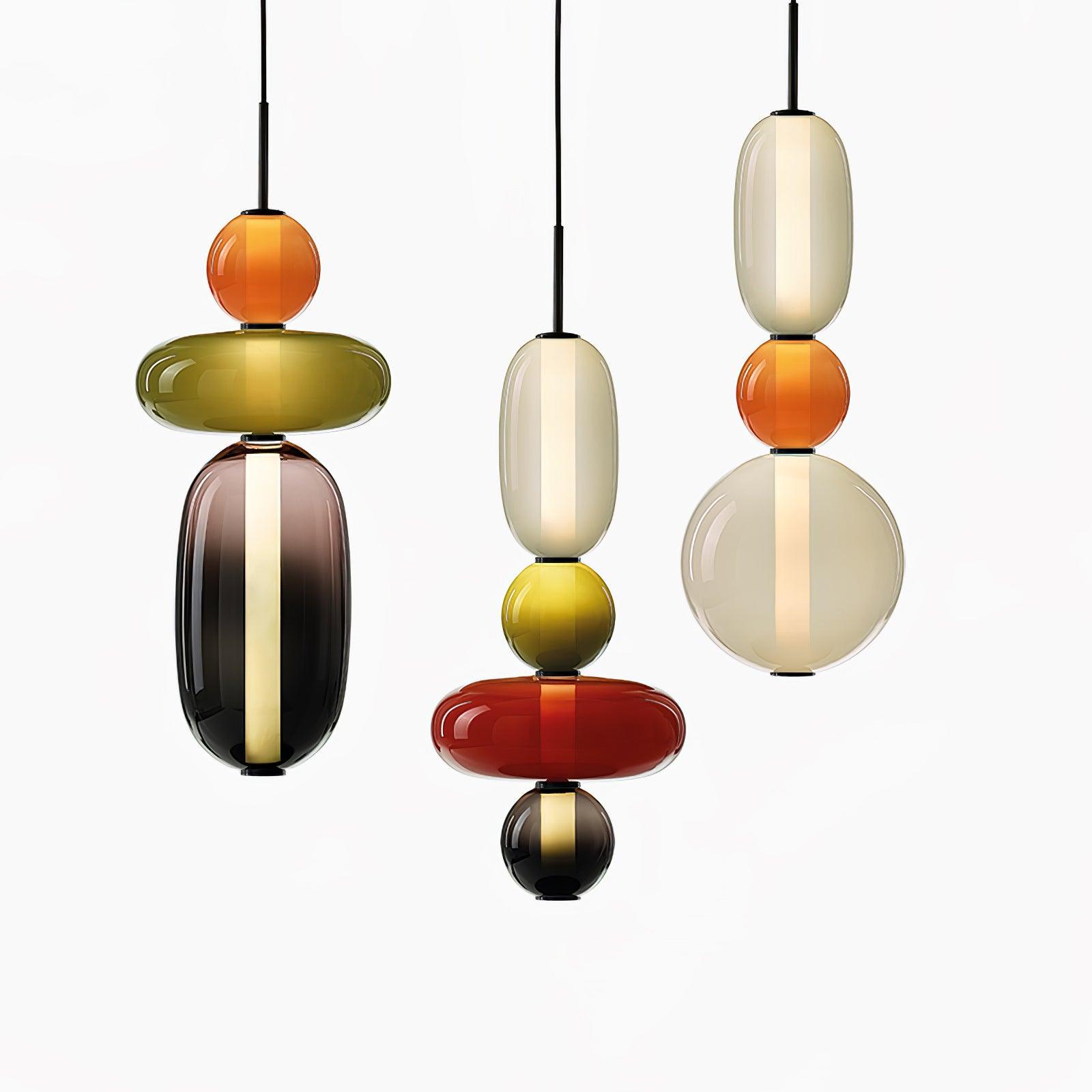 Stylish Candied Glass Pendant Light Set - Modern Hanging Fixture for Dining Room, Kitchen Island & Bedroom Decor