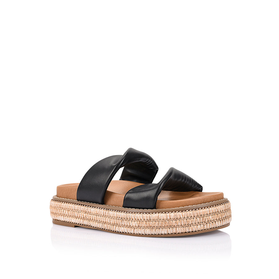Rue Flatform Slides for Women - Black Platform Sandals | Comfortable Summer Slide Shoes for Beach, Pool, and Casual Outings