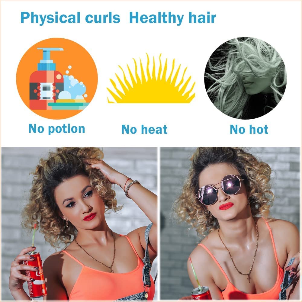APOEM 6PCS Heatless Hair Rollers for Medium & Short Hair - No Heat Curling Set for Bangs & Natural Waves (Blue & Light Blue) | Perfect for Overnight Styling & Damage-Free Curls