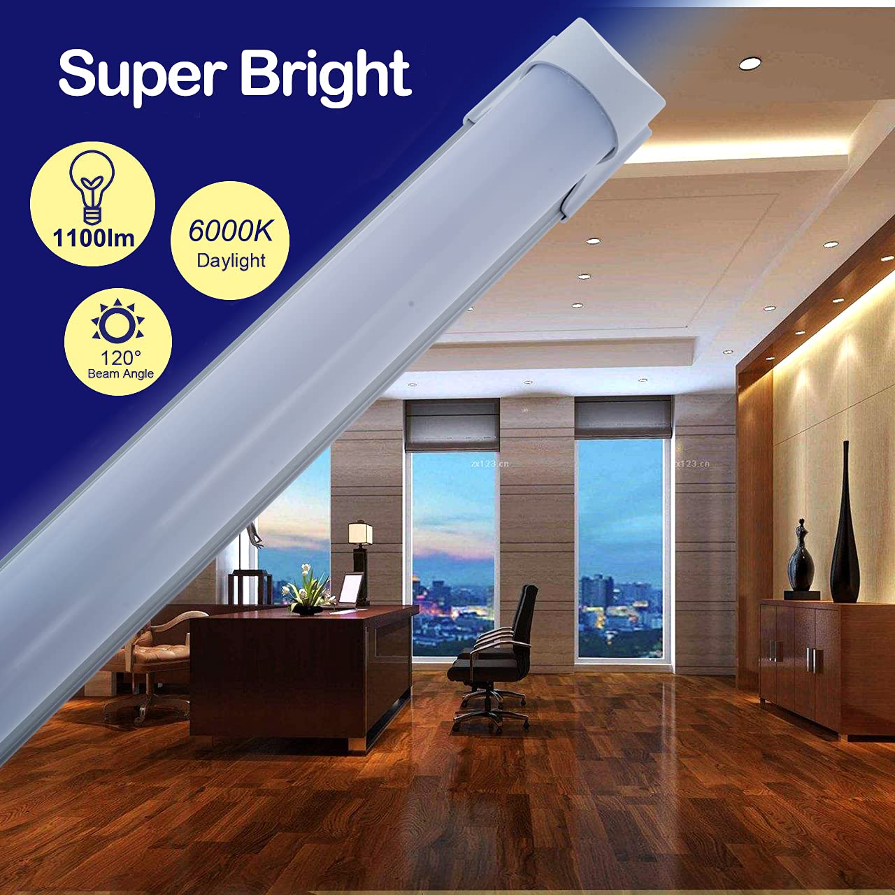 24 Pack 2FT 10W 6000K Daylight White Linkable T8 LED Integrated Tube Lights - Dimmable Shop Lights with Milky Cover & On/Off Switch Cord - Perfect for Garage, Workshop, Workbench, Kitchen Under Cabinet Lighting & Commercial Spaces