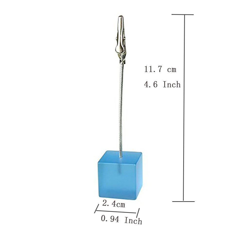 Xiaoyztan Light Blue Resin Cube Base Alligator Clip Note Card Stand - 10 Pack for Wedding, Party & Meeting Displays | Perfect for Tabletop Signage, Photo Holders & Decorative Card Displays