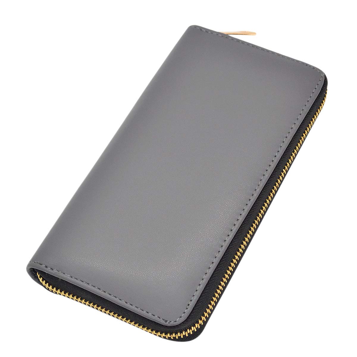 Premium Smooth Vegan Leather Zip Around Wallet for Women & Men - Slim RFID Blocking Bifold Wallet for Travel, Business & Everyday Use