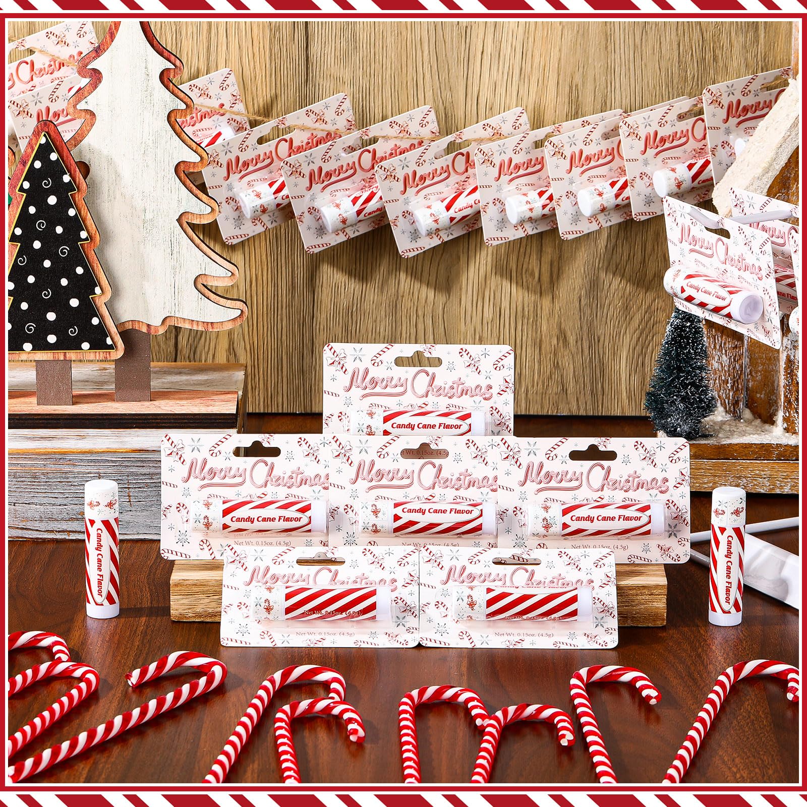 30 Pack Christmas Candy Cane Peppermint Lip Balms - Bulk Holiday Peppermint Flavor Scented Lip Care - Perfect for Christmas Party Favors, Stocking Stuffers, Gifts for Women, Men, Employees & Coworkers - Great for Office Parties, Holiday Events & Charity Donations