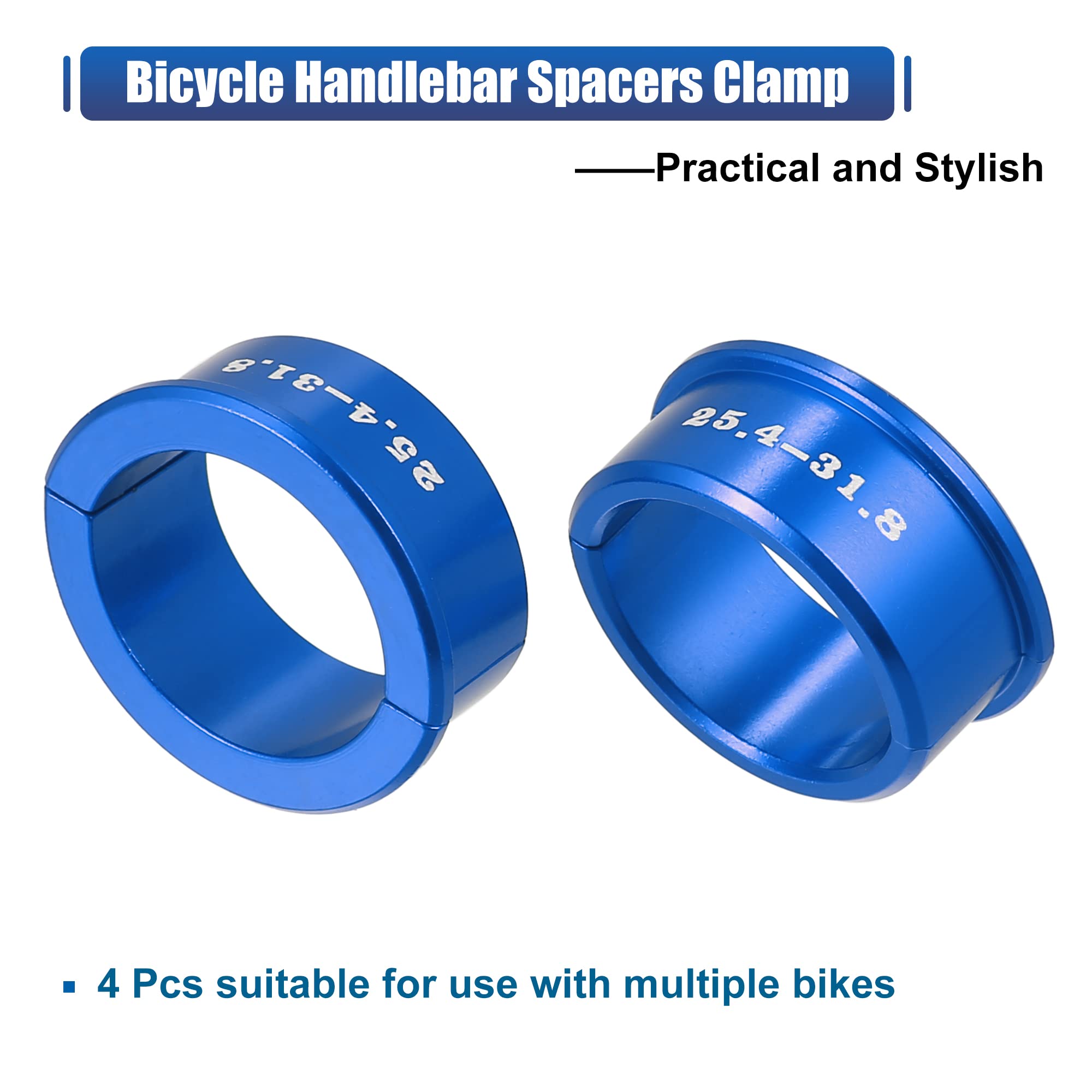 X AUTOHAUX 4-Piece Bike Handlebar Shims - Universal Handlebar Stem Adapter for Mountain, Road & MTB Bicycles - Perfect for Cycling, Commuting & Outdoor Adventures