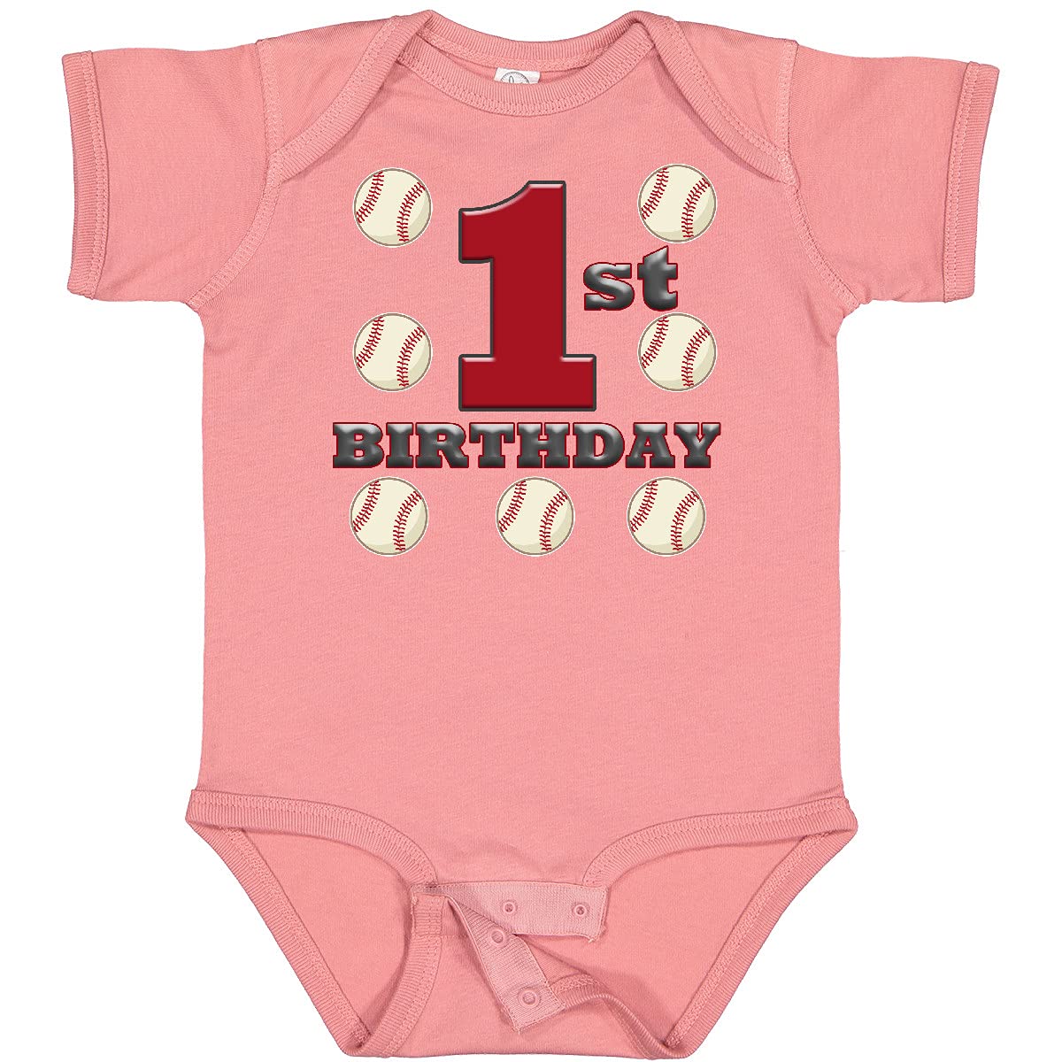 Inktastic First Birthday Baseball Baby Bodysuit - Cute Baseball Themed Onesie for 1 Year Old Boys & Girls | Perfect for Birthday Parties, Photo Shoots & Special Occasions