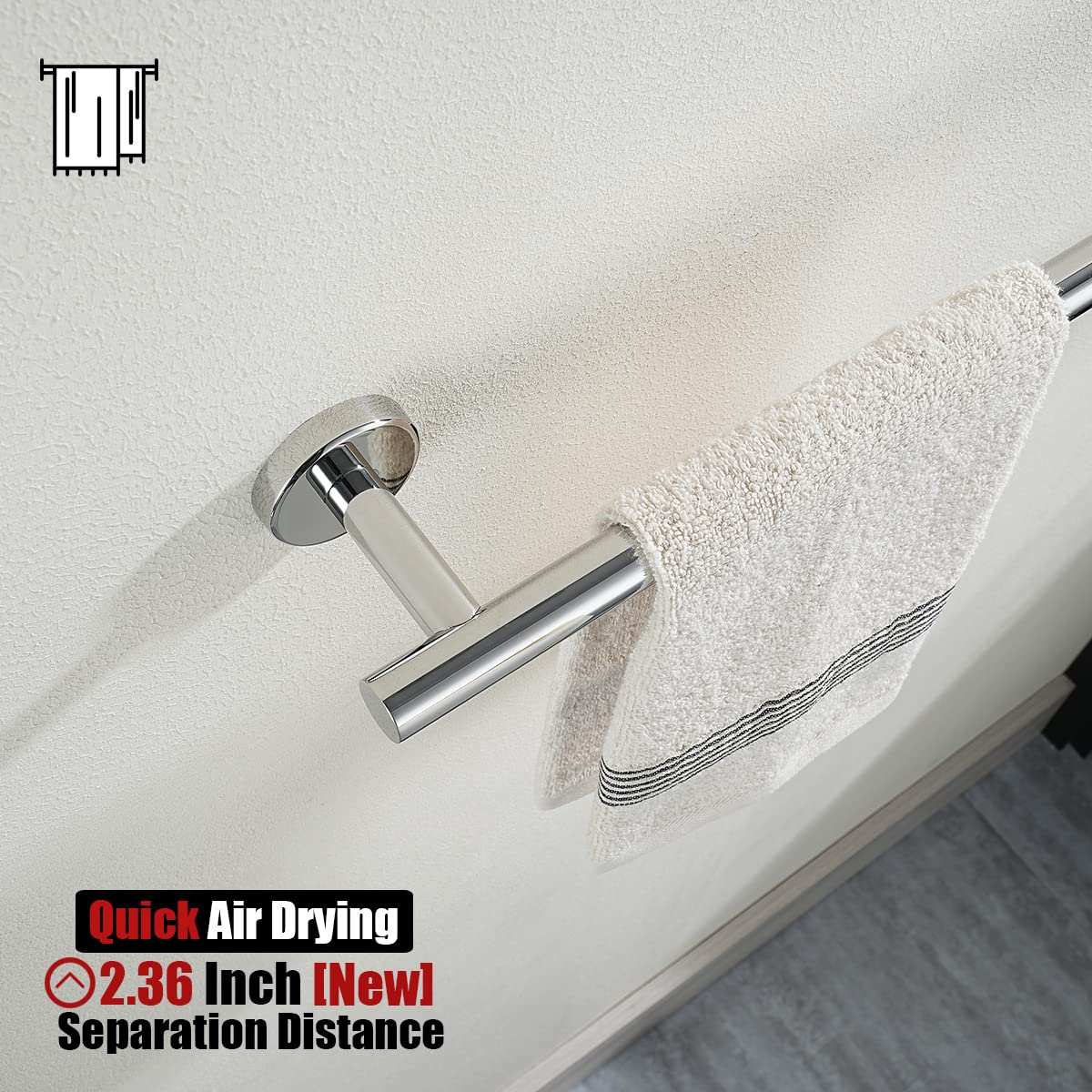 18 Inch Stainless Steel Towel Bar - Chrome Polished Wall Mount Bathroom Towel Rack (20.47
